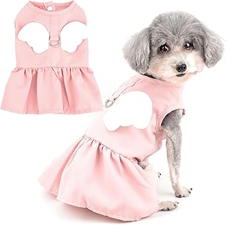 Zunea Angel Wing Dog Harnesses Dresses for Small Dogs Girls Summer Puppy Girls Princess Dress with Leash Ring Soft Female Pet Skirt Cute Fancy Vest Dress Apparel for Doggie Chihuahua Yorkie Pink S