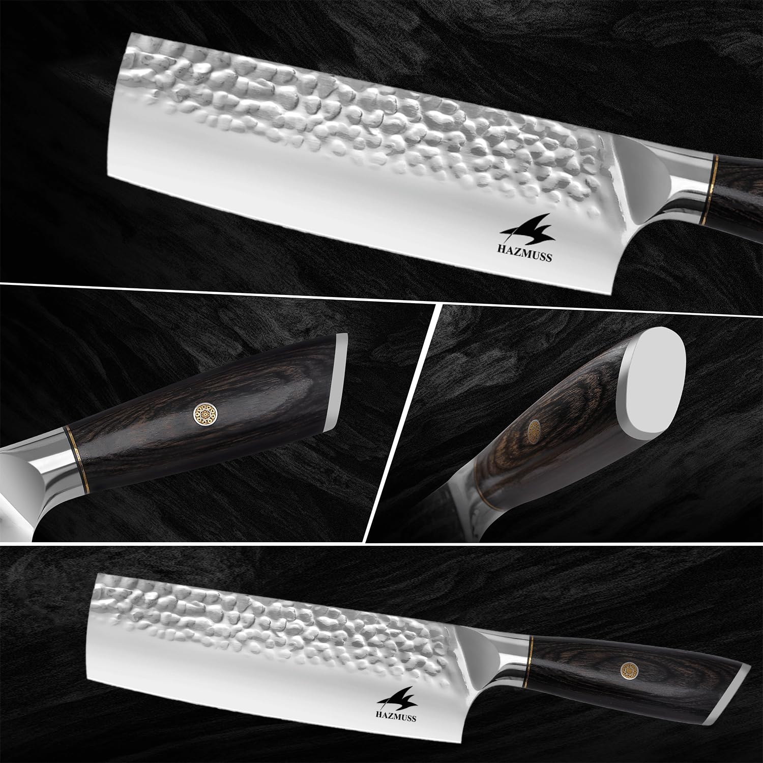 Cuchillo Nakiri de 17,5 cm, Acero Inoxidable Con Alto Contenido de Carbono, Forjado a Mano, Cuchillo de Chef Japonés Con Mango de Madera Pakka Para Cocinas Profesionales y Domésticas