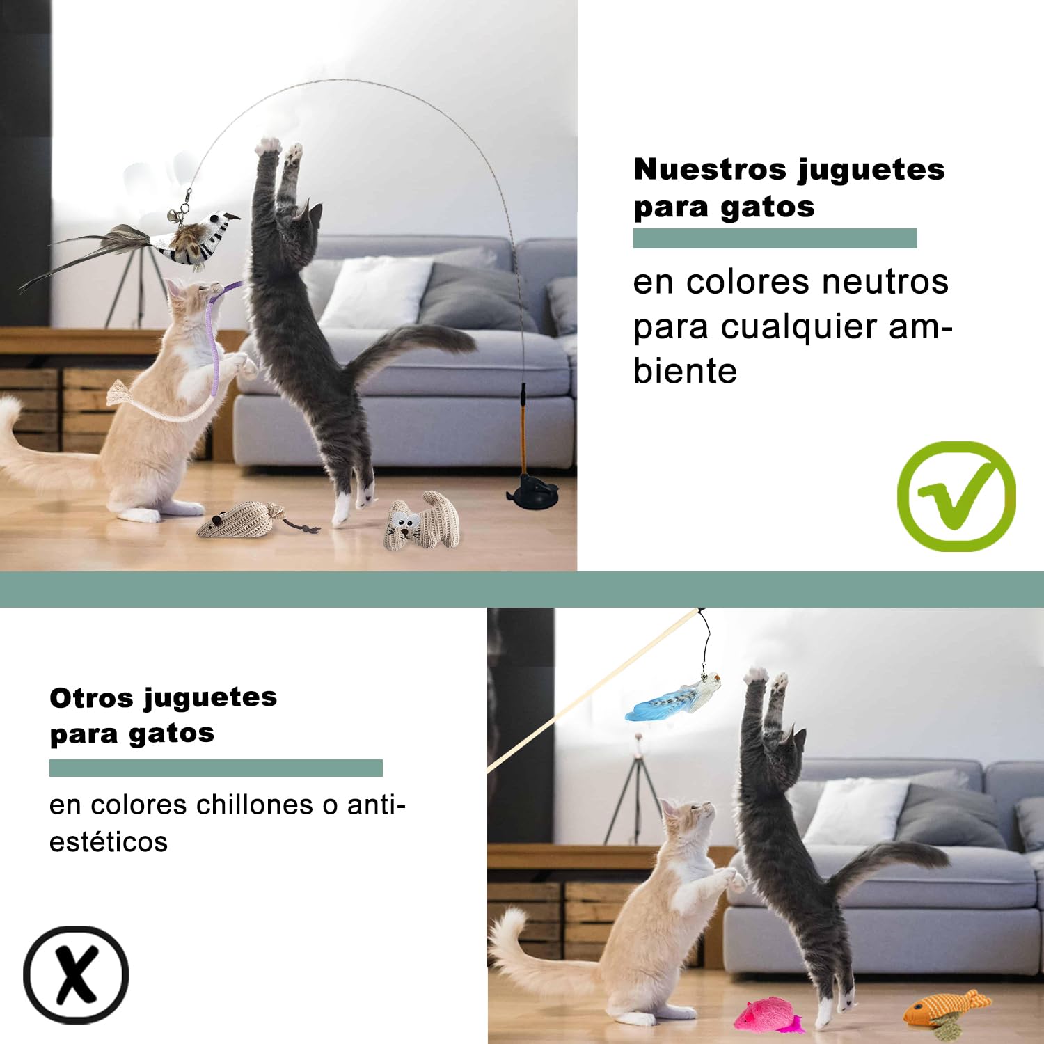 7 En 1 Juguetes Gatos Interactivos de Interior Con Ventosas Adhesivas Lavables,Juguetes Para Gatos, Palitos de Hierba Gatera y Mordedor de Cuerda Juguetes gatos Colgantes Para con Hierba Gatera