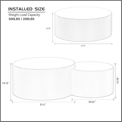 Miniatura 2 de JUSTONE Juego de 3 mesas auxiliares redondas negras para sala de estar, mesa auxiliar redonda de tambor de 3 piezas para anidar, mesa de centro
