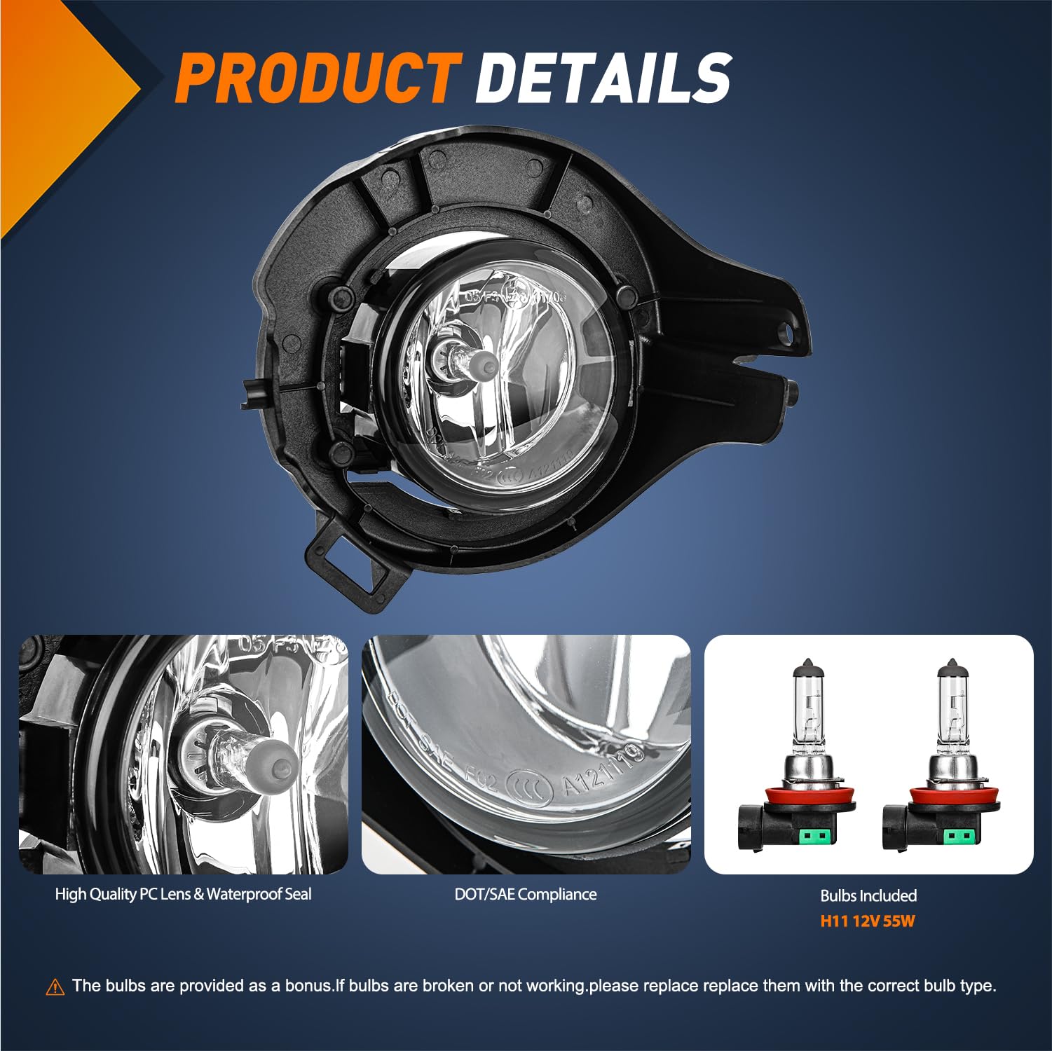Nilight Fog Lights Assembly Compatible with 2005 2006 2007 2008 2009 Nissan Frontier 2005-2012 Pathfinder Left Driver and Right Passenger Side Clear Lens w/H11 12V 55W Bulbs
