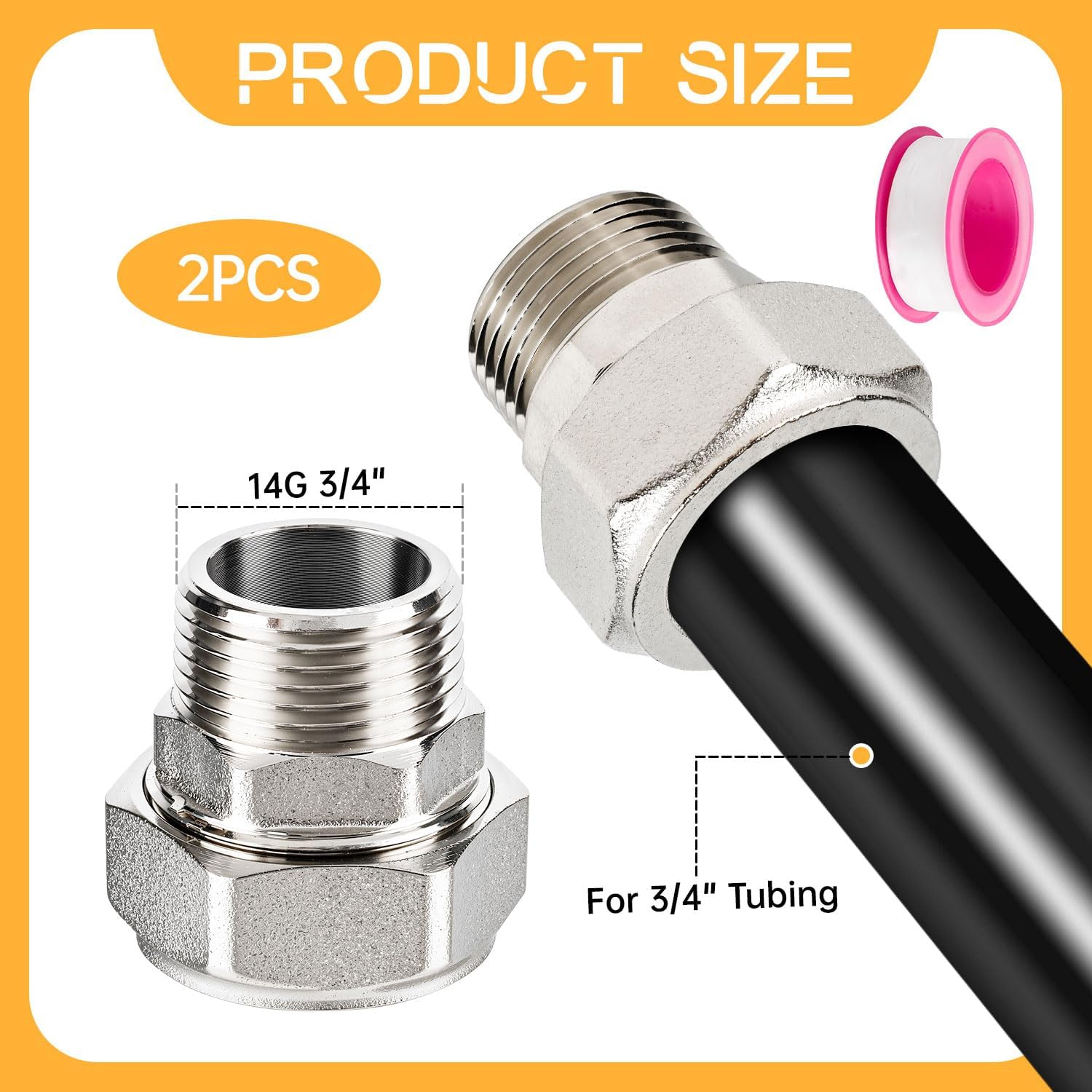 2Pcs 3/4" Straight Air Piping Fittings, 3/4" x 3/4" Male NPT Threads Adapter Fittings, Nickel Plated Brass For Shop Compressed Air Line System