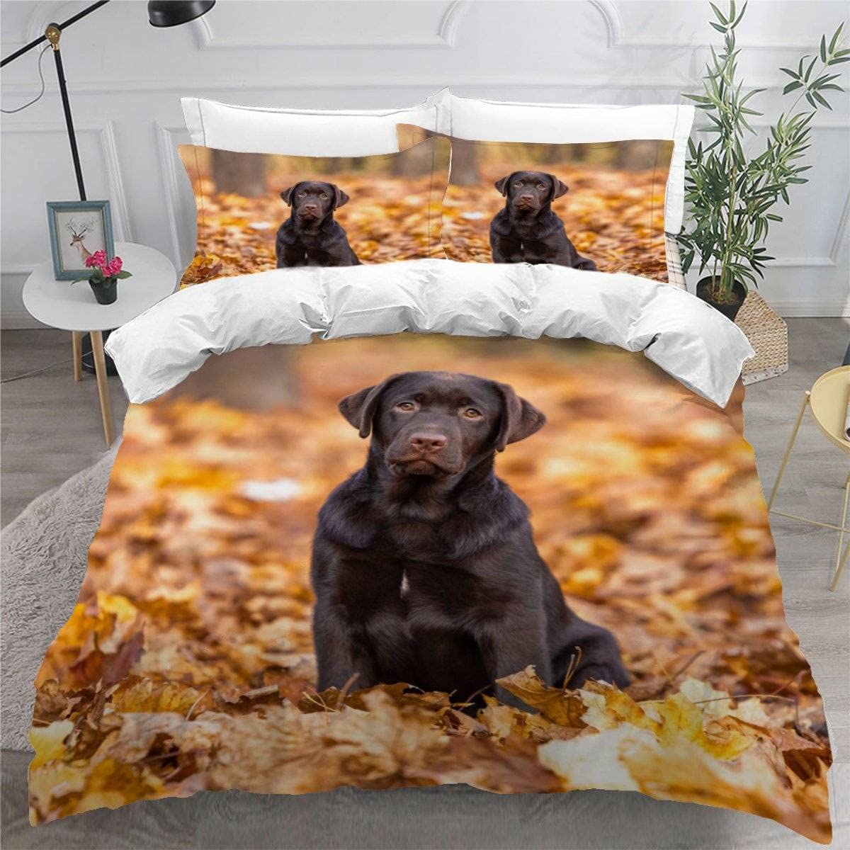 MEVASA King Bedding Set Chocolate Labrador Retriever 3d Printed Girls Boys Adults Soft Microfiber Fluffy Breathable Kingsize Duvet Cover Set Dog Animal Bedding King Size with 2 Pillow Cases /230x220
