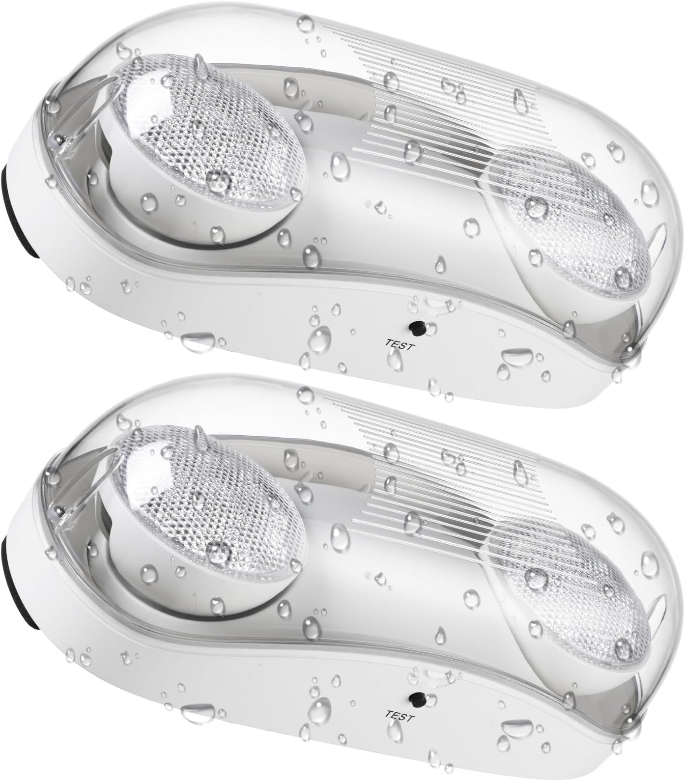 LED Emergency Lighting, Wet Location Emergency Light with Battery Backup, Commercial Exit Lights for Business, 2 Adjustable Heads, UL &FCC Listed, 120/277V, White, Pack of 2