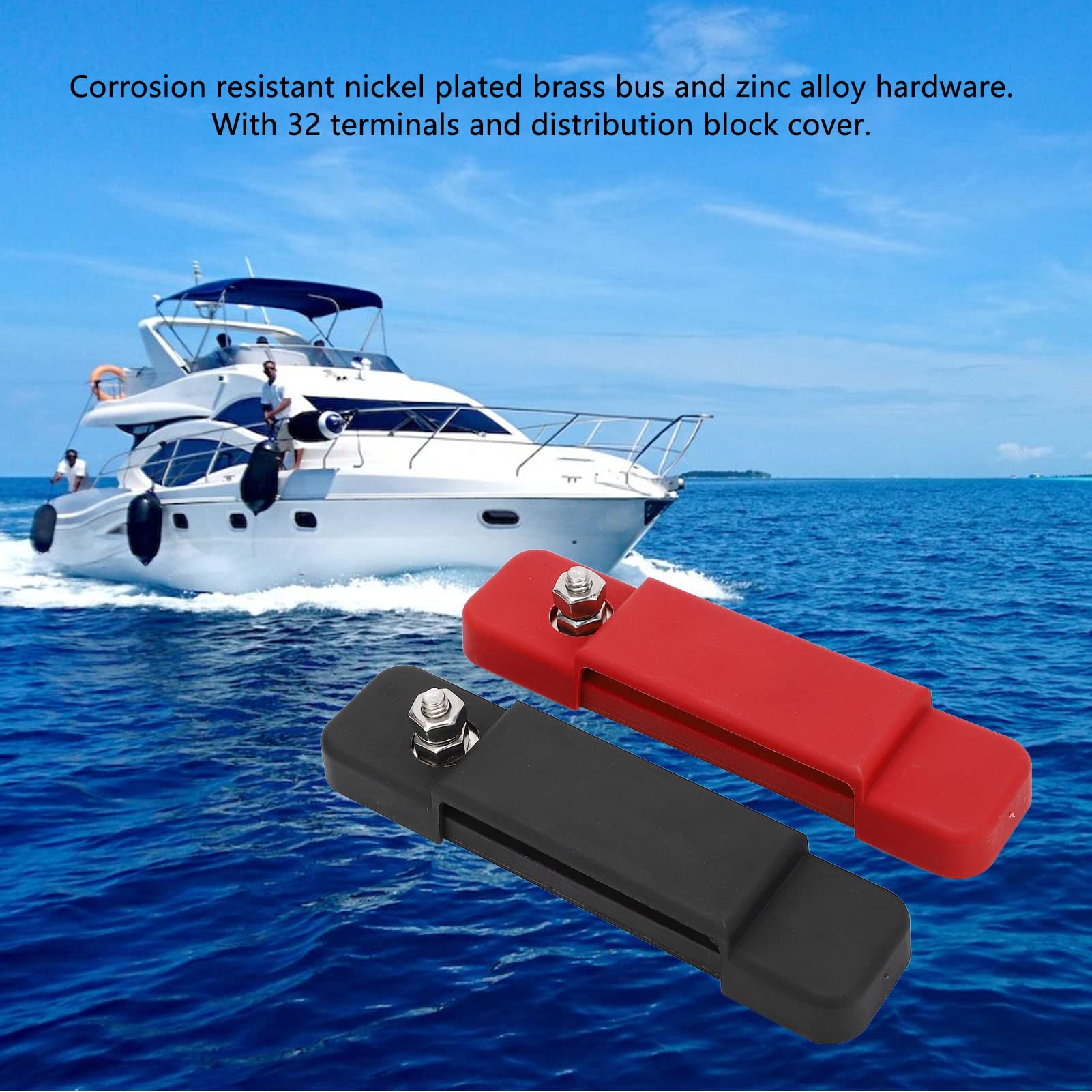 Bloc de Distribution D'énergie 12V 180A Bornier de Barre Omnibus de Batterie Marine avec Borne 32 Pièces pour Bateau Véhicule