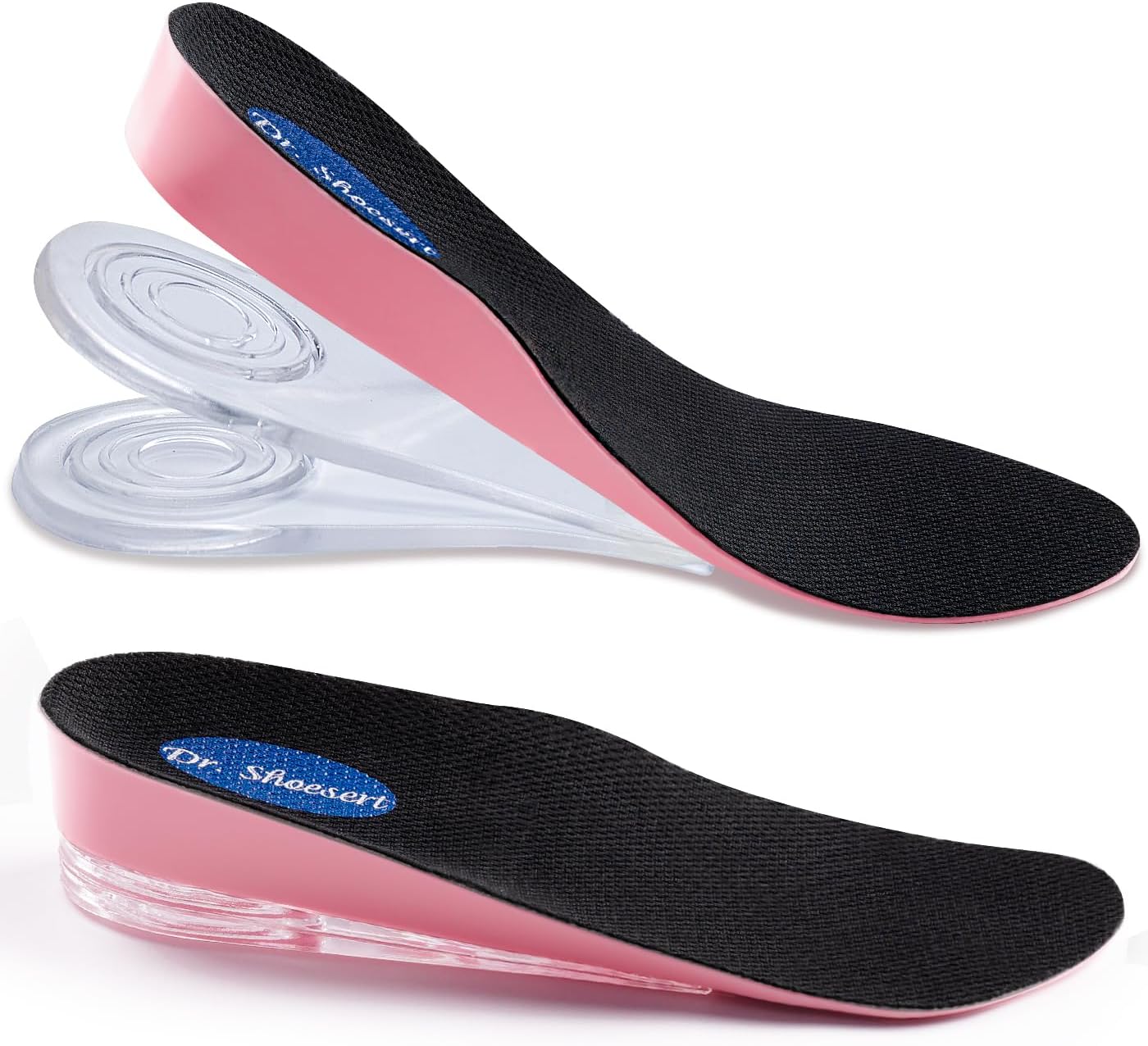 Dr. Shoesert 3-Layer Adjustable Height Increase Insoles, 3/4 Length Shock Absorption Cushion Heel Lift Inserts
