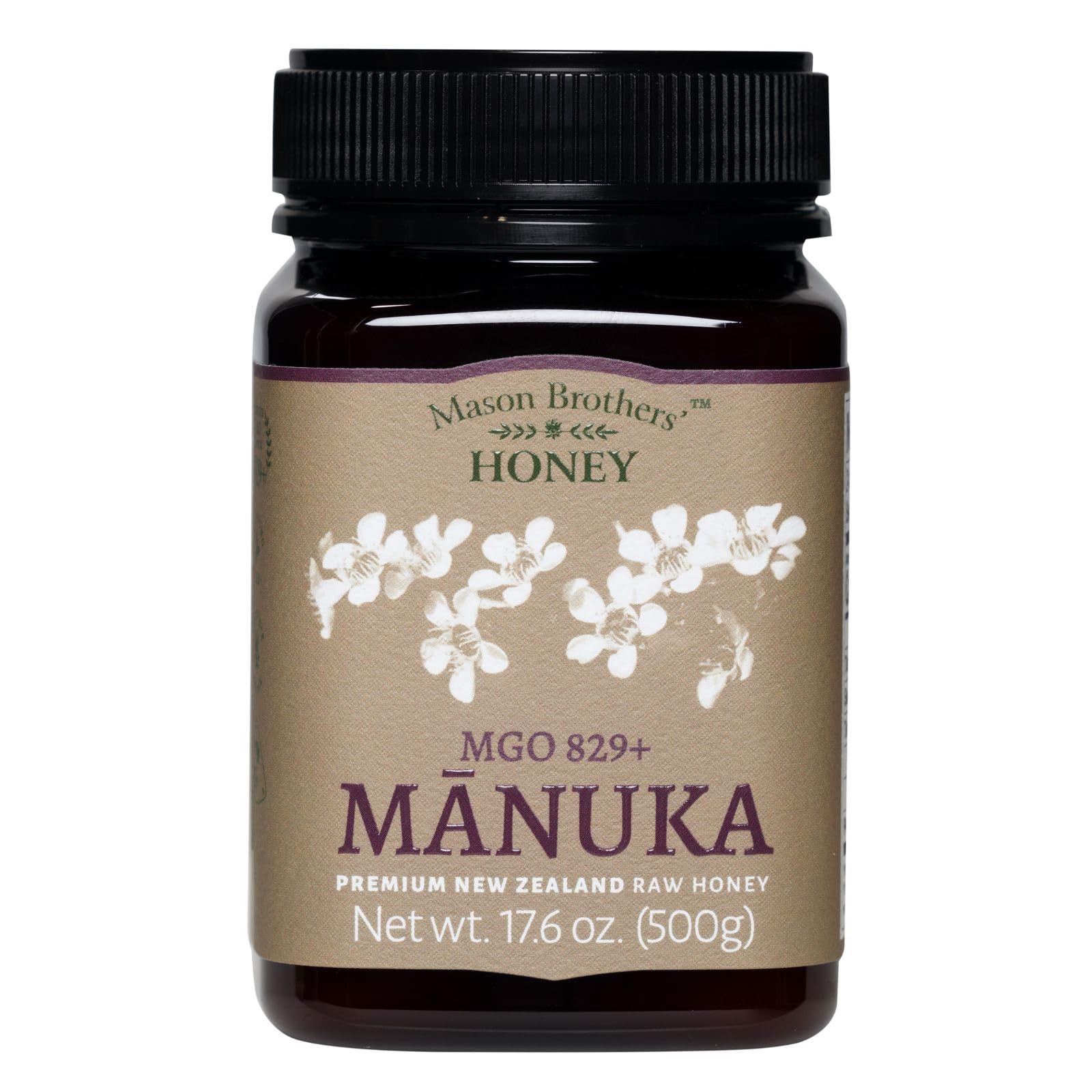 Mason Brothers Raw Manuka Honey MGO 829+ – Ultra Premium Certified Monofloral New Zealand Manuka Honey, Traceable Authentic Pure Honey, 17.6 oz