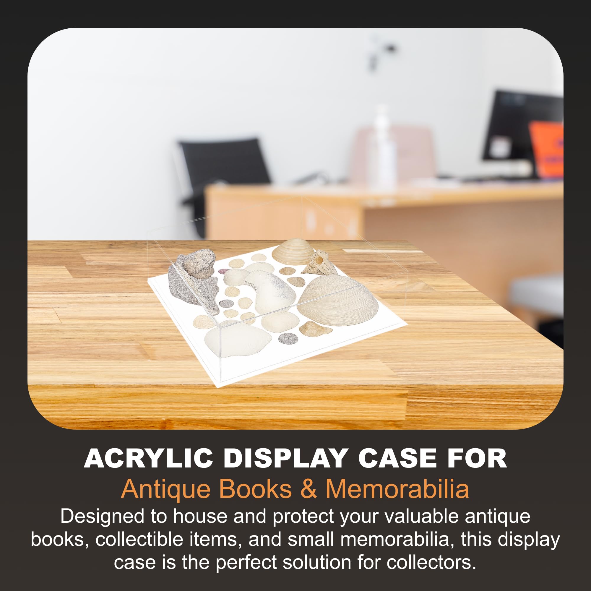 Better Display Cases Wszechstronna akrylowa przezroczysta gablota – średnie prostokątne pudełko z białą podstawą 30 cm x 30 cm x 10 cm (A030B-WDS)