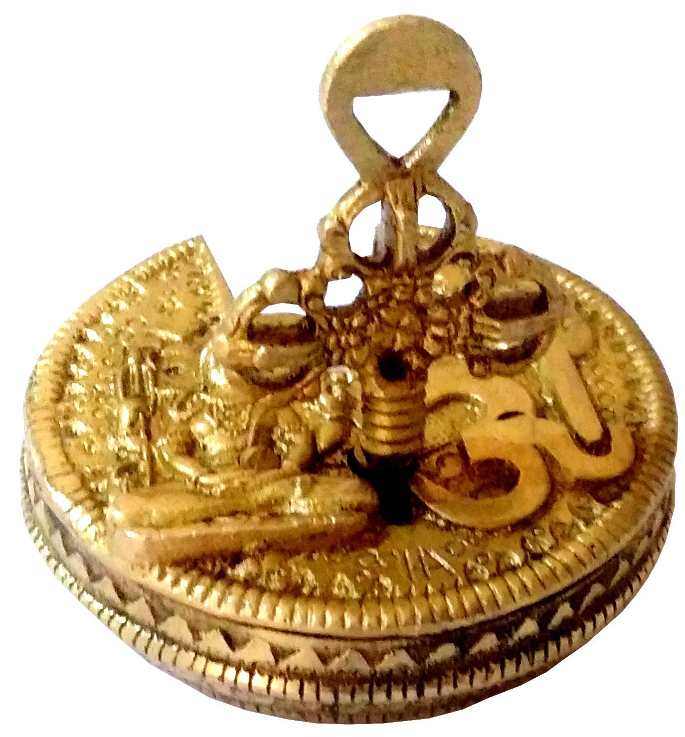 Purpledip - Candado de latón Om Shiva: diseño antiguo redondo, coleccionable único (11813)