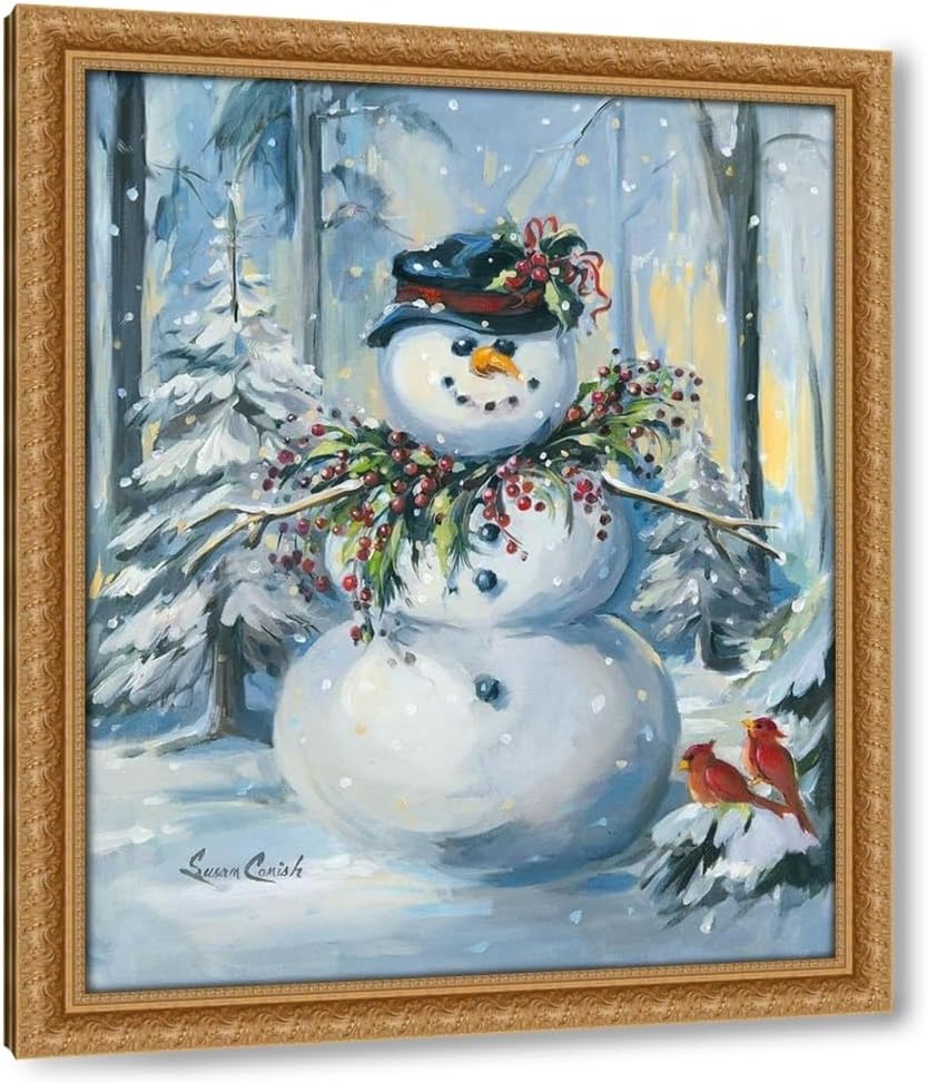ArtDirect Berry Christmas 48x60 Huge Black Ornate Wood Framed Canvas Giclee Art by Comish, Susan