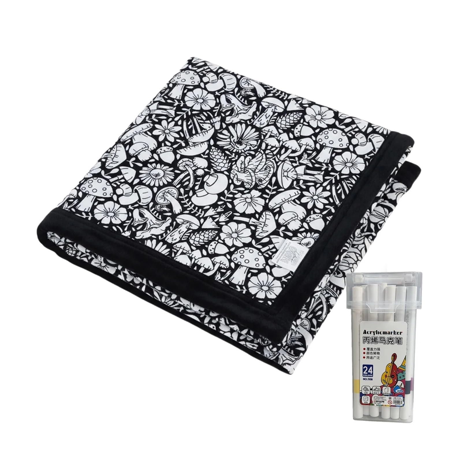Ozzyr DIY Coloring Blanket with 24 Marker Pen Creative(B)