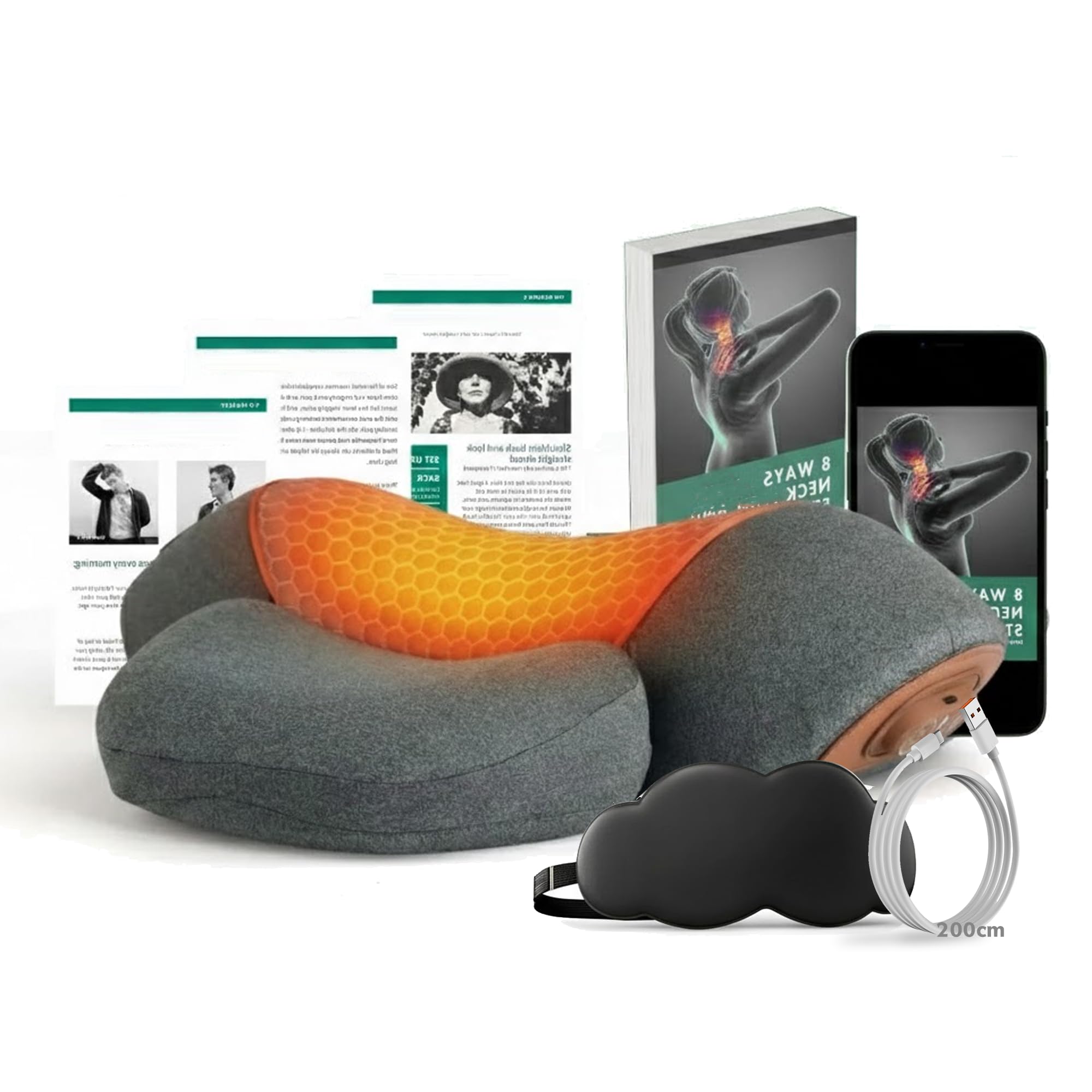 Artuvate - Fisiorest 3-in-1 Neck Massager Pillow with Heat, Massage & Cervical Stretch - Ergonomic Memory Foam for Neck Shoulder Pain Relief - Use at Home, Office or Car (gray)