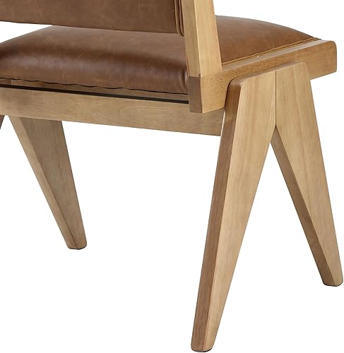 Miniatura 6 de VESCASA Sillas de comedor tapizadas con patas de madera sillas de comedor acolchadas de poliuretano modernas de mediados de siglo con respaldo