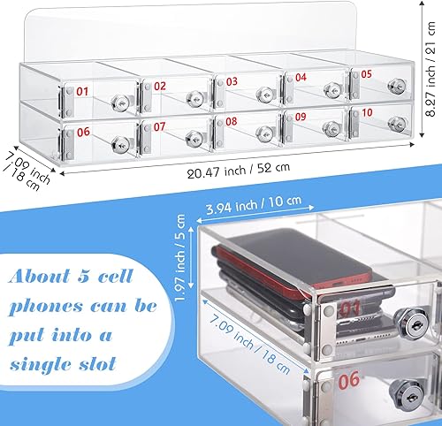 Miniatura 9 de Threan Caja de casillero para teléfono celular con 15 ranuras para aula con cerraduras de puerta y llaves, almacenamiento de teléfono montado en la