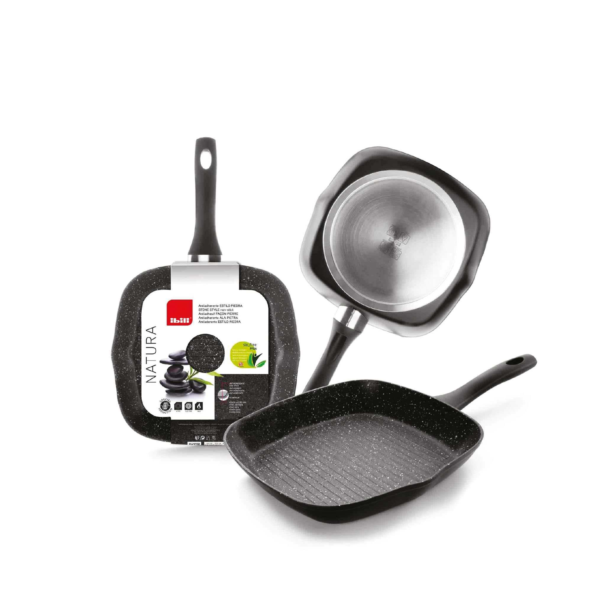 IBILI 440128 - Natura Grill Aluminio con antiadherente estilo piedra 28 x 28 cm