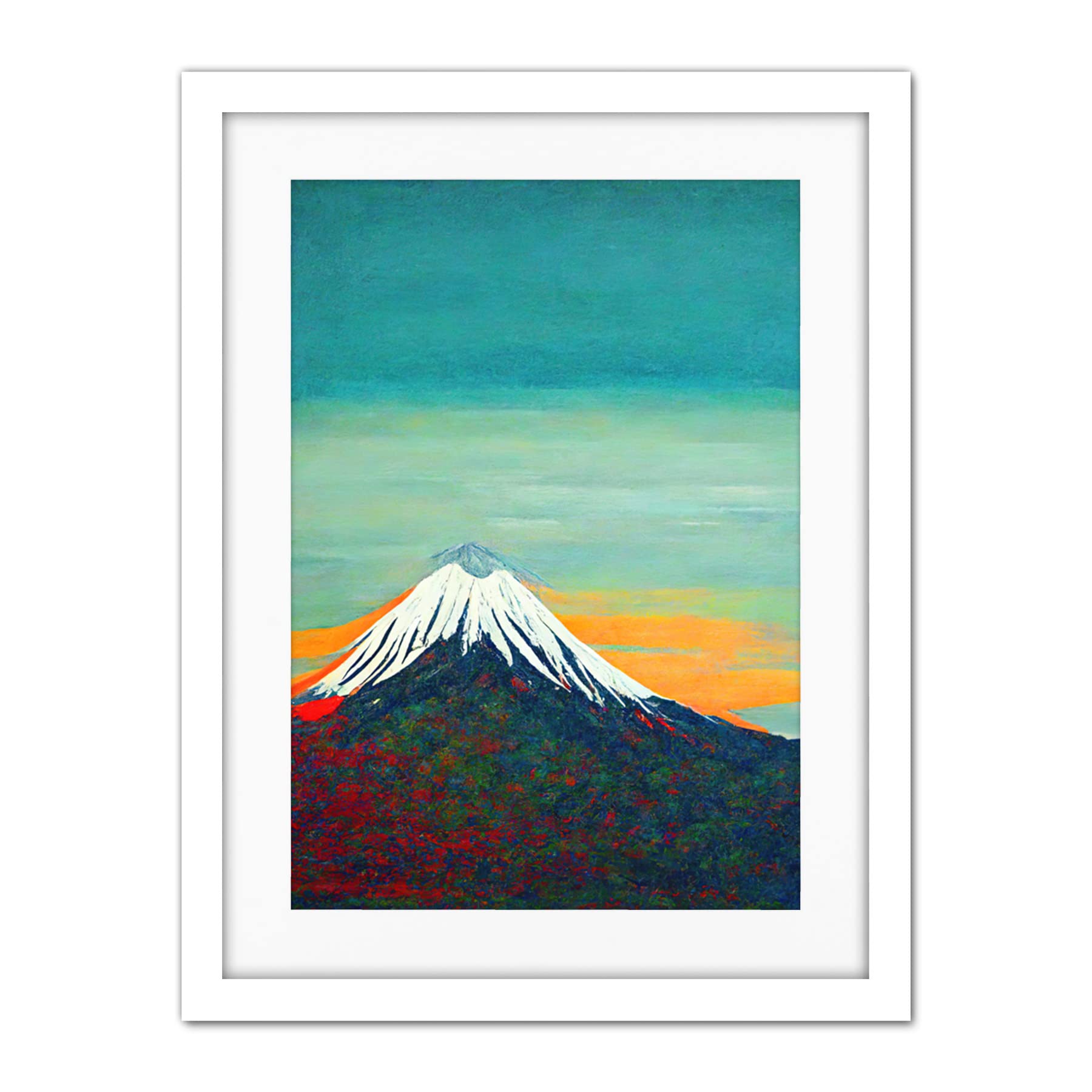Doppelganger33 LTD Mount Fuji Volcano Peak At Sunrise Artwork Framed Wall Art Print 18X24 Inch