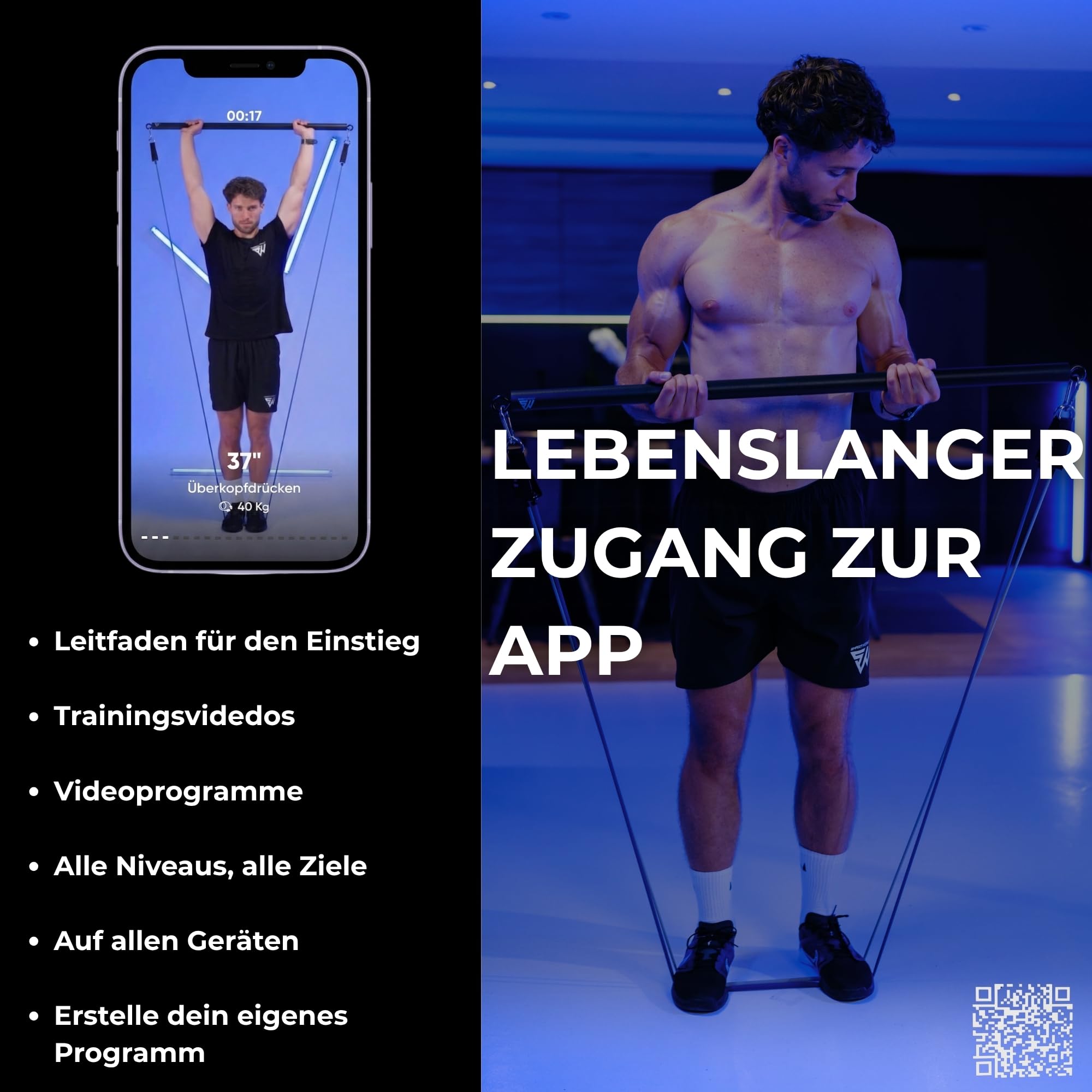 SmartWorkout Profi-Set Widerstandsbänder Krafttraining 19 Stück 120 kg Türanker