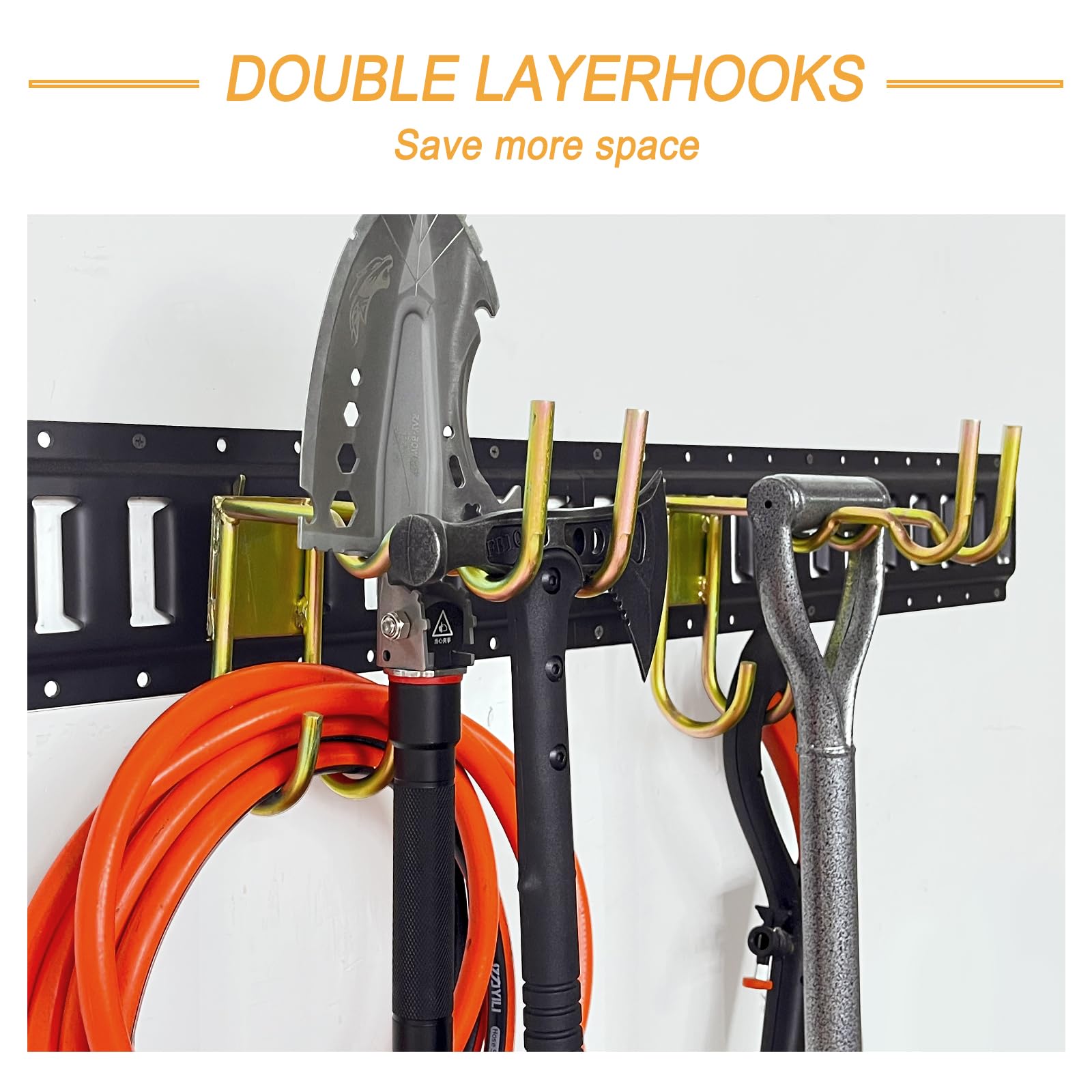 2-Pack Heavy Duty E-Track Shovel Hangers - Double Layer Hooks For Tools In Trailers & Garages