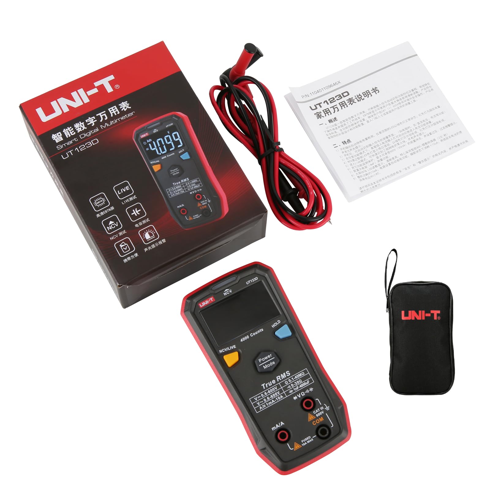 UNI-T Digital Smart Multimeter UT123D True RMS EBTN Display DC AC Voltage Current Tester Capacitance Meter Measuring Instruments