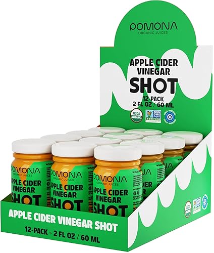 Miniatura 2 de Pomona Organic Juices Chupito de vinagre de sidra de manzana (paquete de 12), Kosher, sin OMG, prensado en frío, botellas de vidrio de 2 onzas