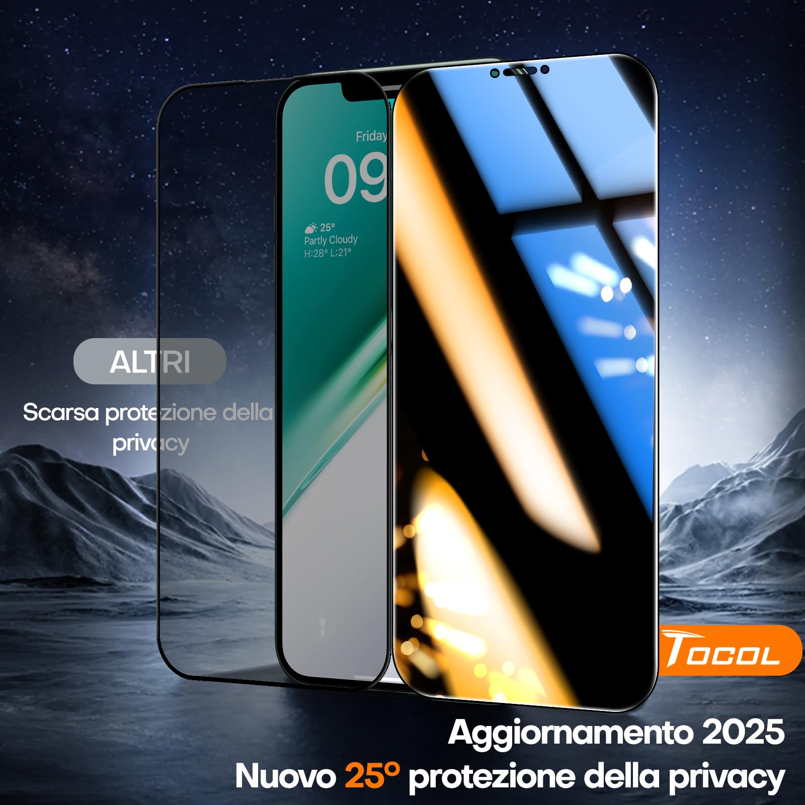 TOCOL Privacy Pellicola Protettiva per iPhone 11/XR 6,1 Pollici, 25° Reali Anti-Spy, Rimozione Automatica Della Polvere, Copertura Completa, Senza Bolle, Durezza 9H, 2 Pezzi