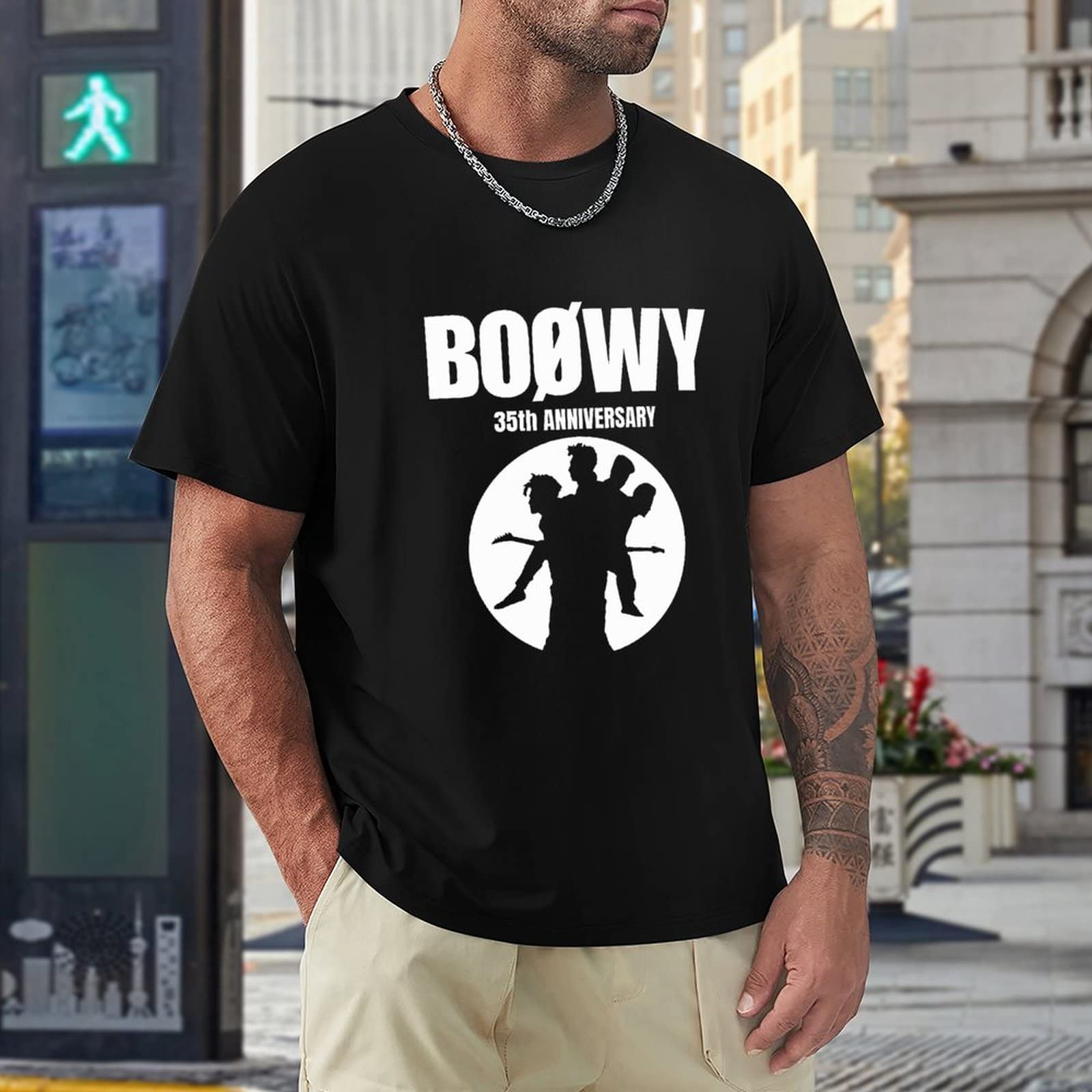Amazon.co.jp: メンズTシャツ ボウイ Boowy Boøwy 半袖 夏服 ティー  