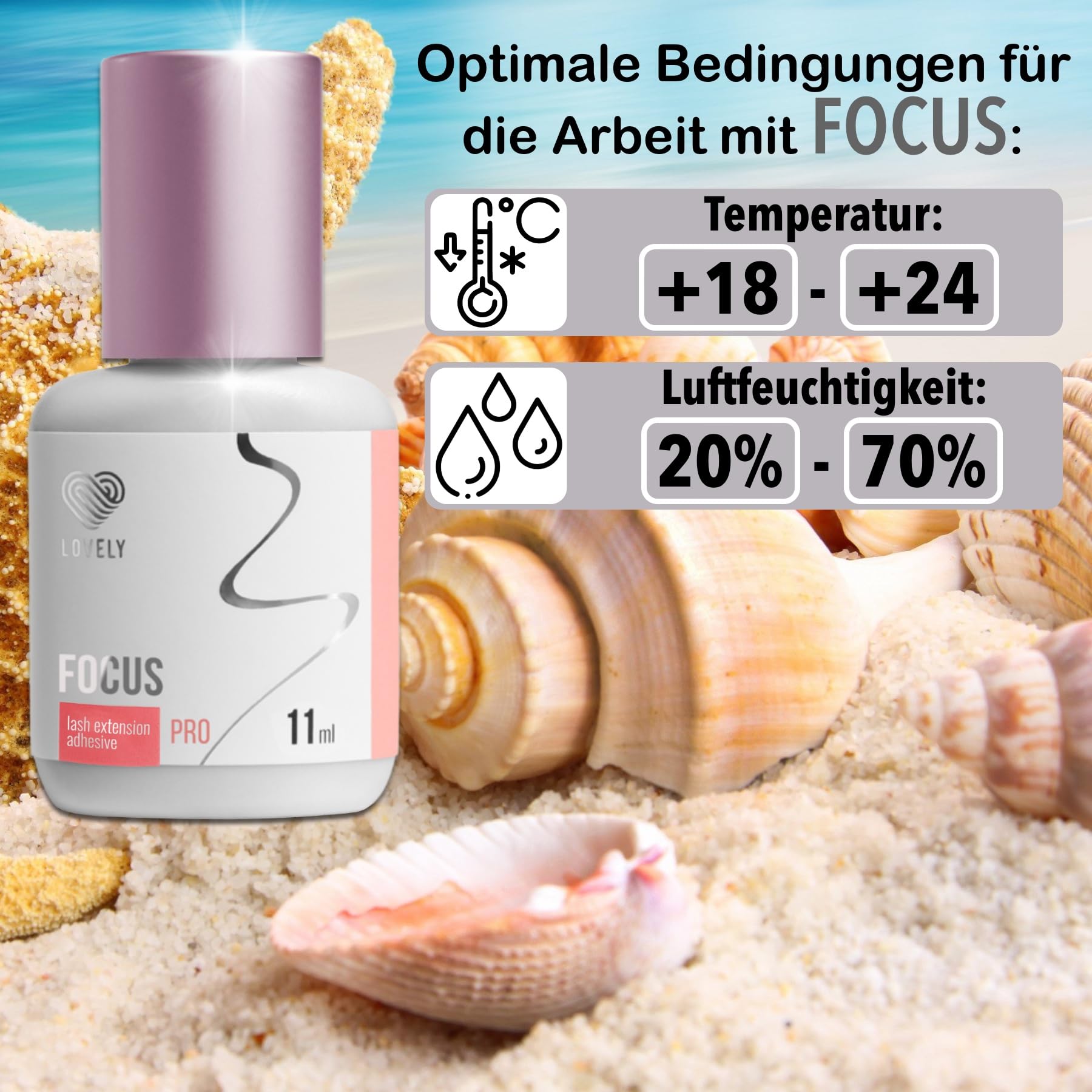 LOVELY Klej do rzęs FOCUS (11ml, kolor: BLACK) błyskawiczny klej, czas schnięcia: 0,5 sekundy, przyczepność 8 tygodni, trwały, do profesjonalnego przedłużania rzęs, Extension Glue