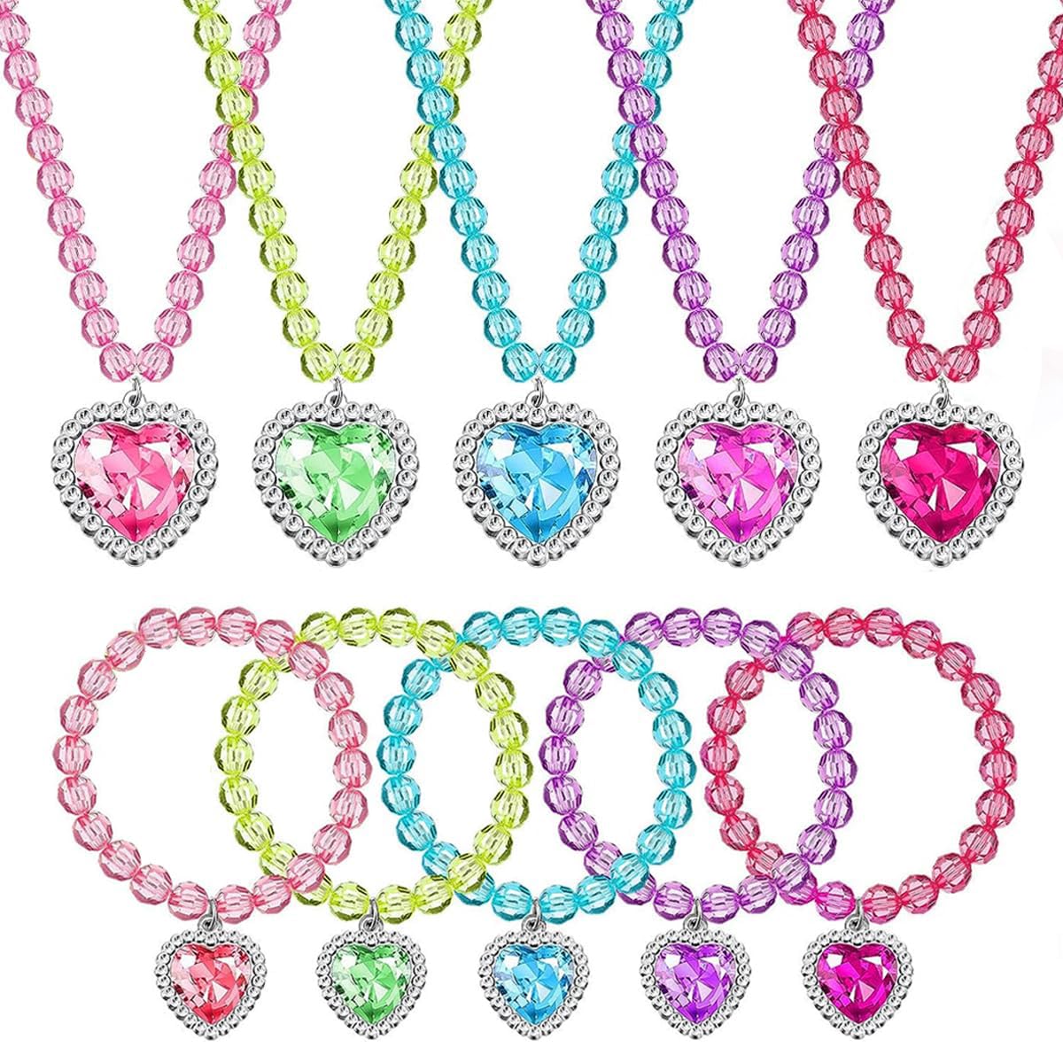 SANNIDHI® 5pcs Color Bead Kids Necklace for Girls, Plastic Beads Kids Jewellery for Girls Color Heart Necklace for Kids (B0CBPM7TSL) Amazon Price History, Amazon Price Tracker