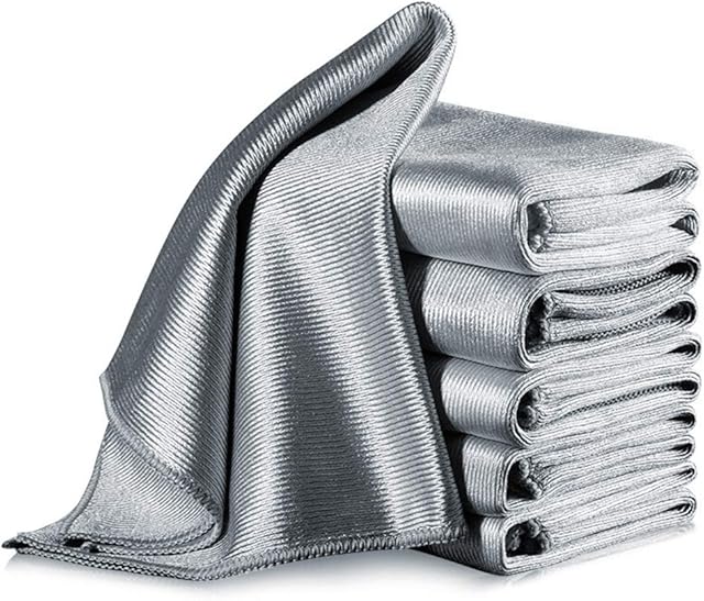 LELE LIFE 6Pcs Microfiber Glass Cleaning Cloths, Highly Absorbent Lint Free Streak Free Wash Cloth for Windows Windshields Mirrors Stainless Steel, 40 x 40cm, Gray