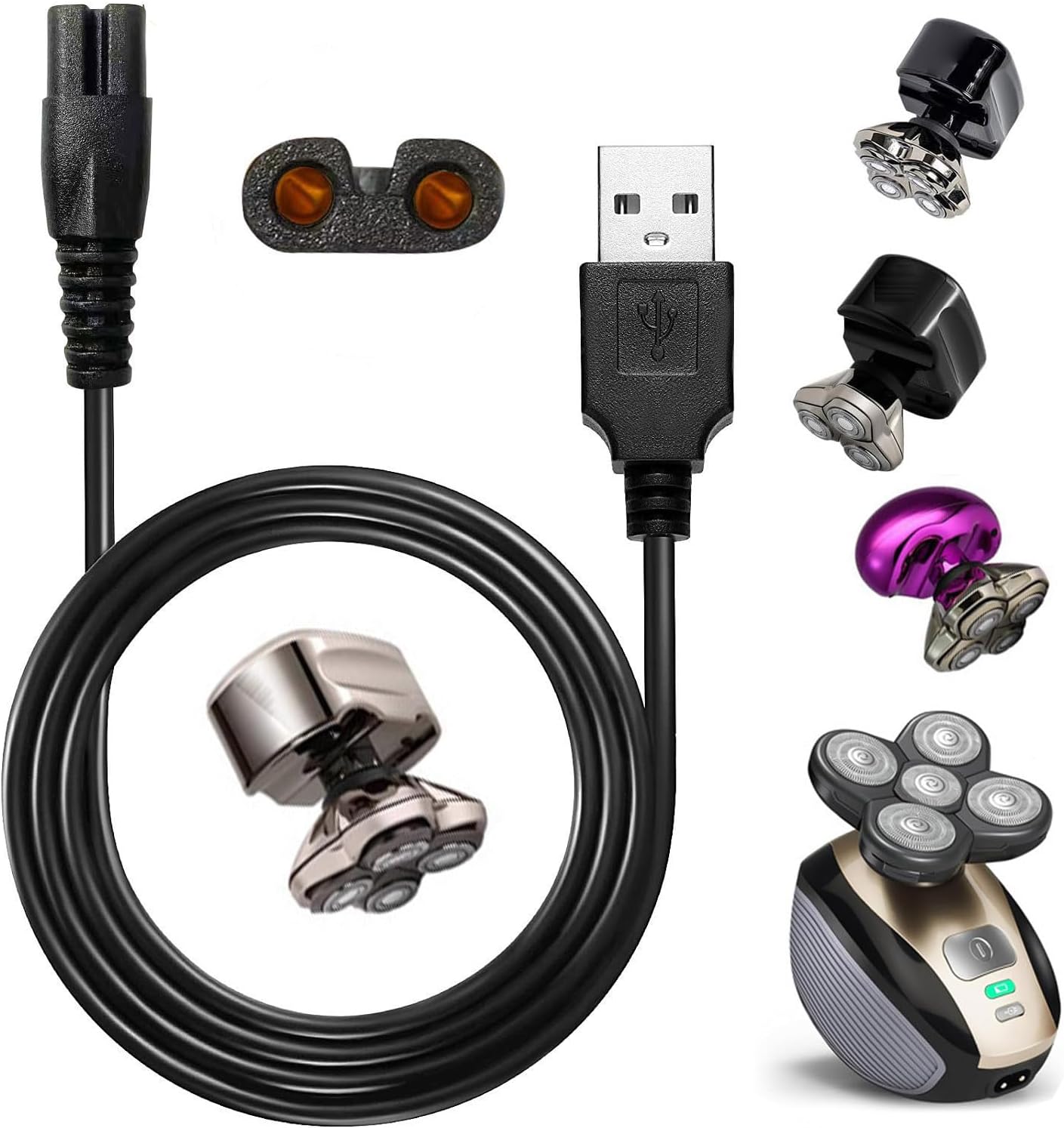 WAHFOX Universal Head Shaver Charger Cord USB Cable Compatible with Skull Shaver Pitbull and Mainstream Shaver Brands(USB Charger)