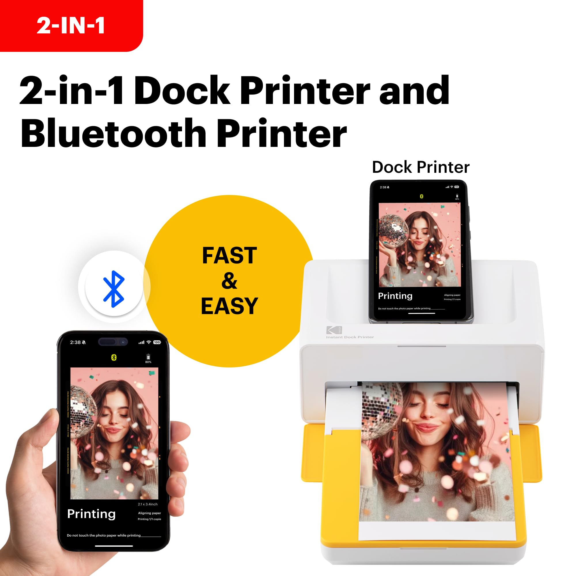 KODAK Dock Plus 4PASS Instant Photo Printer 4x6 Portable Picture Printer Bluetooth Dock 2-in-1 Home and Gift Printer — view 3
