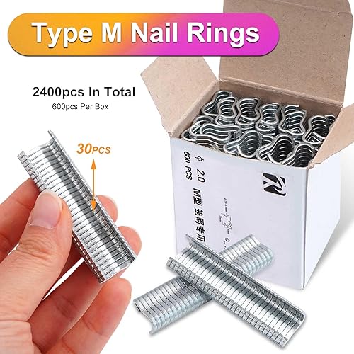 Miniatura 2 de Alicates de anillo de uñas tipo M para esgrima con 2400 clips M, kit de alicates de anillo de cerdo, herramienta de mano de reparación de tapicería,