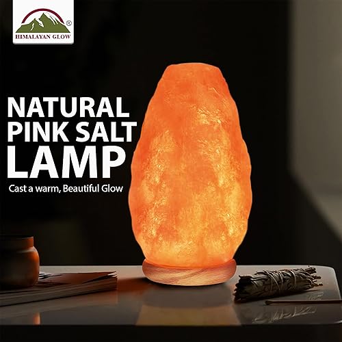 Miniatura 2 de Lámpara de sal rosa natural del Himalaya, lámpara de sal de cristal luz nocturna con interruptor de intensidad de control de brillo, base de madera