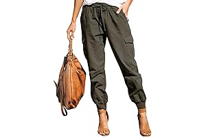 Ohvera Women's All Occasions High Waisted Satin Cargo Joggers Pants Trousers with...