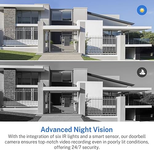 Miniatura 6 de Cámara de timbre de video WiFi con detección humana, funciona con pilas, visión nocturna, conversación bidireccional, WiFi 2.4G, almacenamiento en