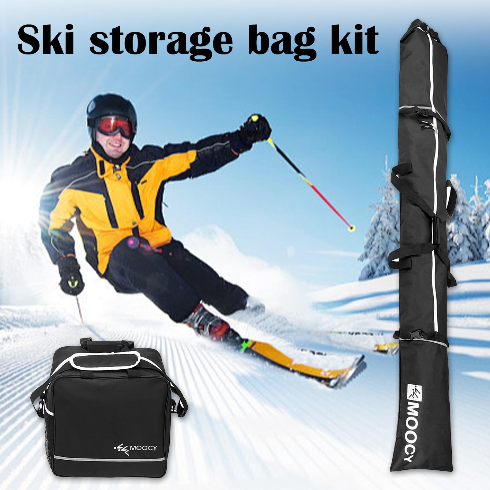 Aisny Ensemble sac à chaussures de ski - 200 cm - Accessoires pour sac de ski et sac à chaussures de ski - Longueur réglable - Design à roulettes