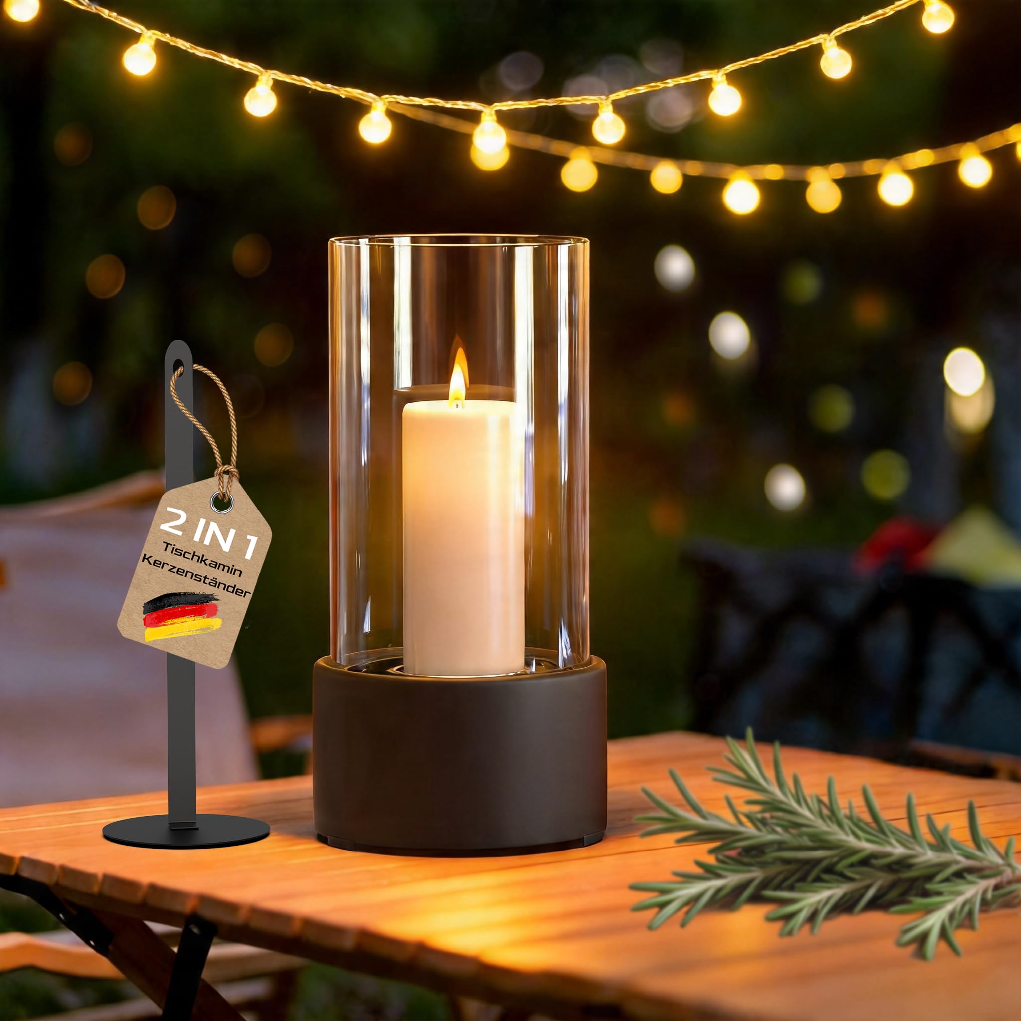 Tischkamin Indoor windlichter Wendelflamme Windlicht Edelstahl Windlichtsäule Outdoor Round Tischfeuer für Garten, Terrasse, Balkon, Wohnzimmer, Schlafzimmer für Tolles Ambiente-Feuer