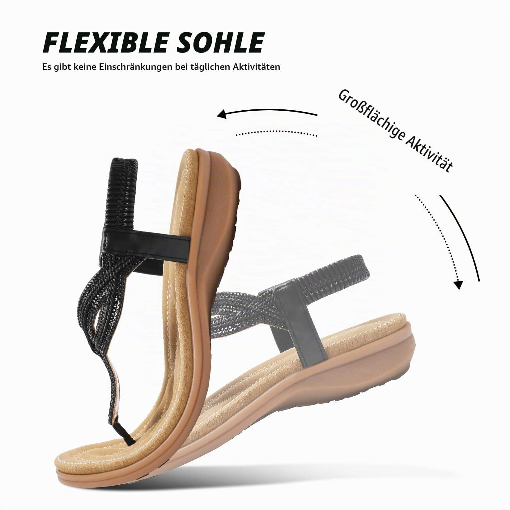Littleplum Damen Sandalen mit Fußgewölbestütze Bequeme & verstellbare Gladiatoren Sandalen für Strand & Alltag