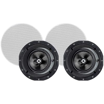 Monoprice 2-Way Carbon Fiber In-Ceiling Speakers - 6.5 Inch With 15 Degree Angled Drivers (Pair) - Alpha Series