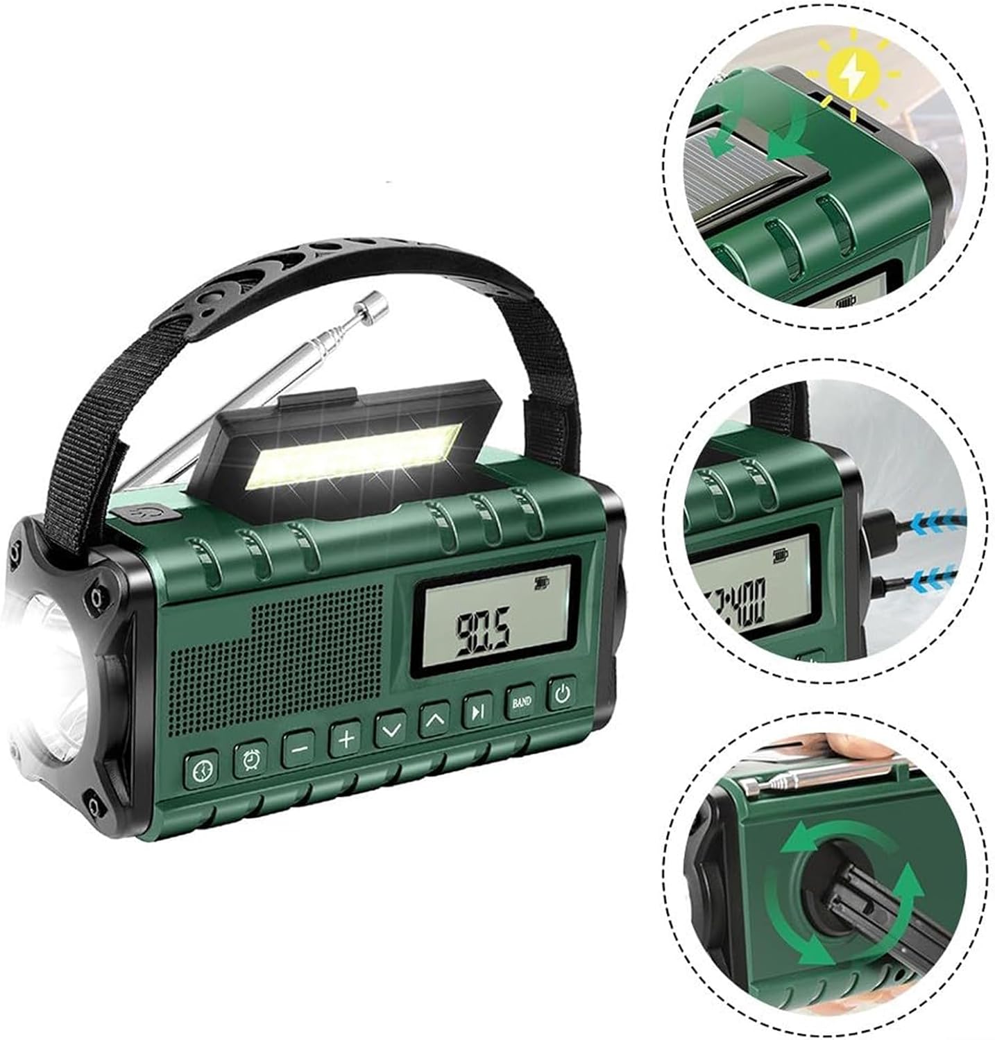 多機能防災ラジオライト レッド【10年保存電池付き】 タイプ別USBコネクタ付 電池使用可 LEDライト ソーラー充電 AM/FM ワイドFM  サイレン 新型エマージェンシーラジオ BR001 4カラー 単品 手回し 充電 ダイナモ 非常用 停電(レッド): 防災用品 ピース ... 10000mAh 気象ラジオ、緊急用2-in-1照明ツール、AM/FM/NOAA、3W LEDフラッシュライト、2つの緊急光源、48