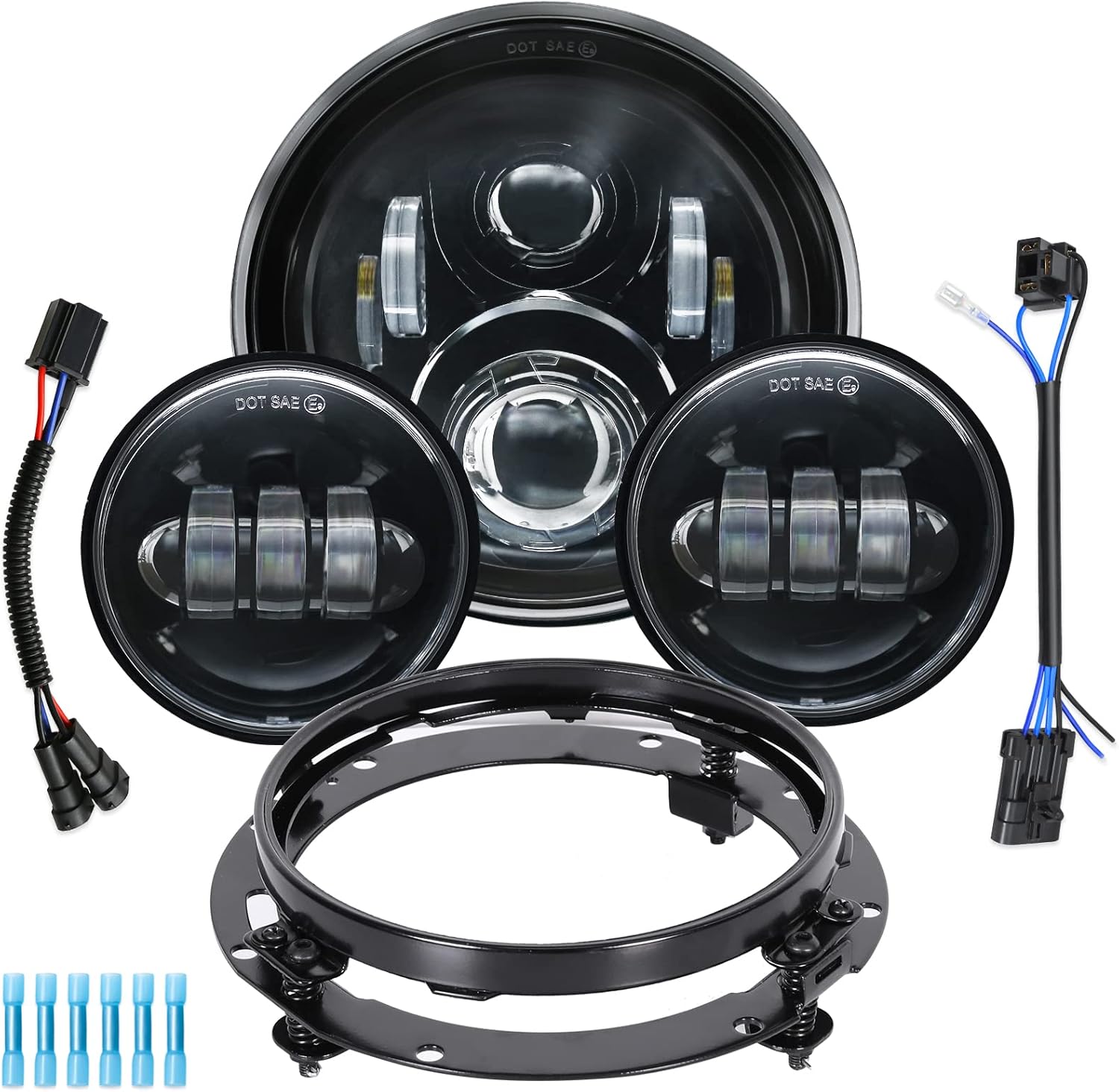 7 inch LED Headlight Motorcycle Passing Lamp Fog Lights Kit for Harley Davidson Touring Road King Ultra Classic Electra Street Glide Tri Cvo Heritage Fatboy Softail Slim Deluxe 7 inch LED Headlight Motorcycle Passing Lamp Fog Lights Kit for Harley Davidson Touring Road King Ultra Classic Electra Street Glide Tri Cvo Heritage Fatboy Softail Slim Deluxe