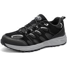 Kricely Men's Low Top Hiking Shoes Waterproof Suede Lightweight Anti Slip Trekking Shoes Water Resistant Trails Running Sneakers for Outdoor Trailing Camping Backpacking Walking Black Size 7.5