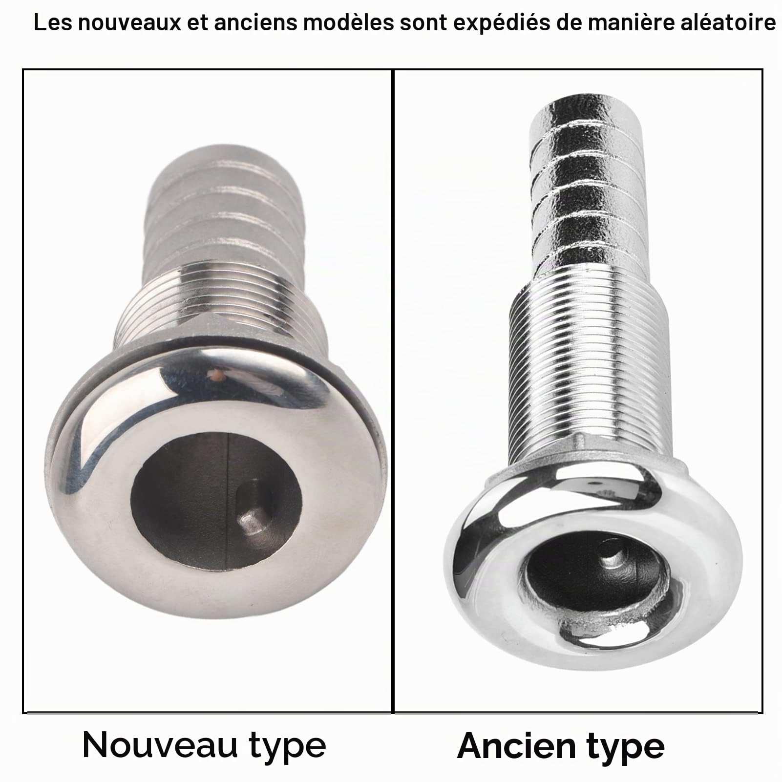 Aramox Passe Coque Bateau Laiton Raccord fileté pour bateau, 3/4"en acier inoxydable passe-coque raccord tuyau Barb Marine Barbed Hose Thru Drain, argent