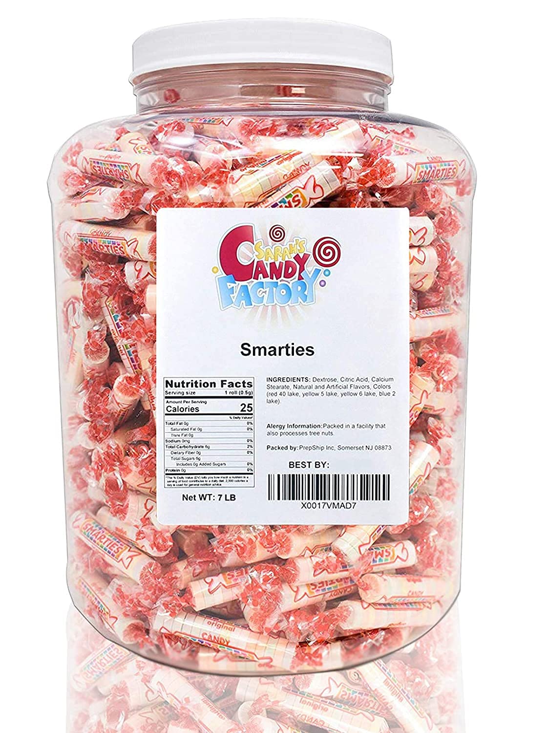 Sarah's Candy FactorySmarties Original Assorted Flavor Candy Rolls, 7 LBS in Jar, Approx 400 pieces