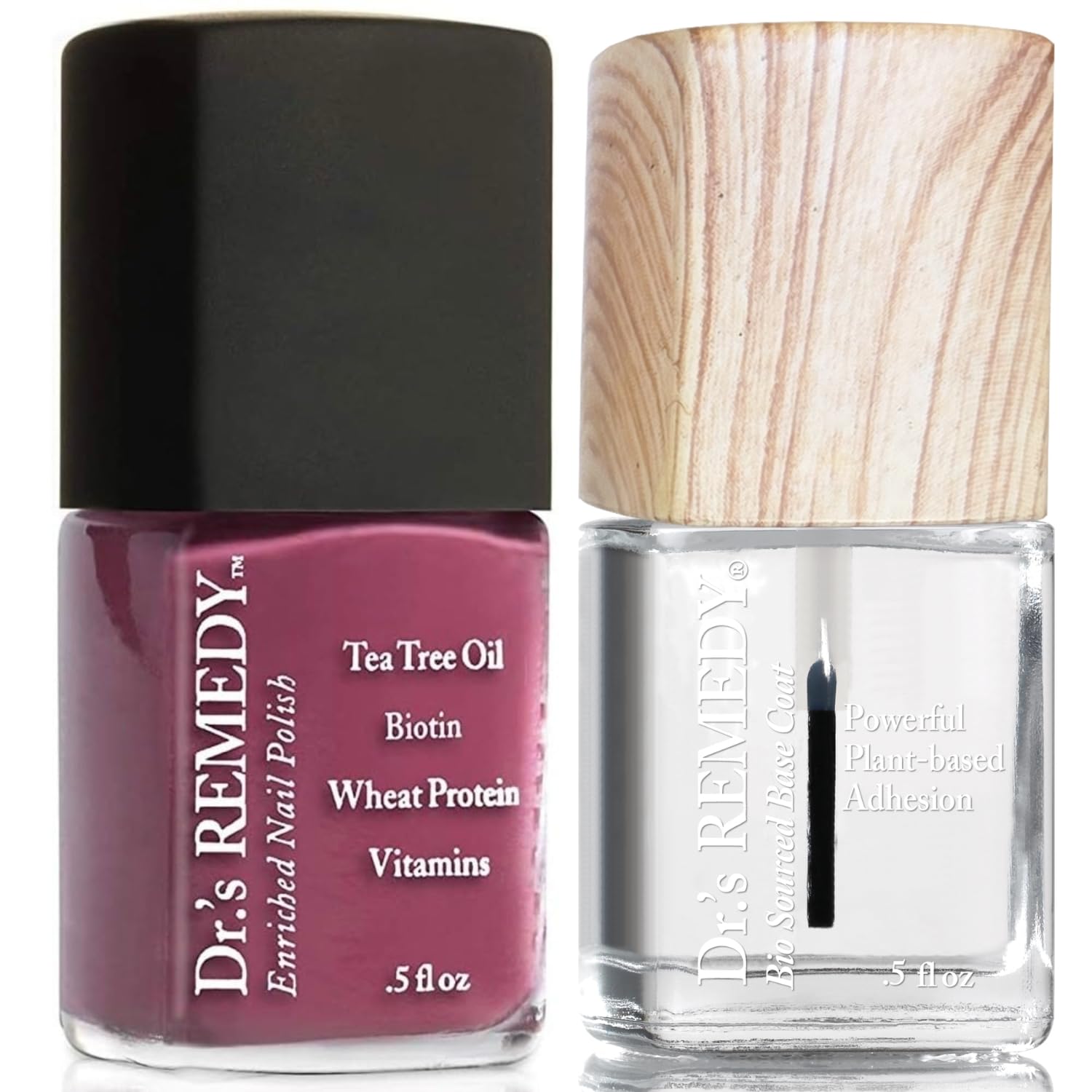 Dr.'s Remedy Enriched Nail Polish, Brave Berry With Base Coat Set 0.5 Fluid Oz Each