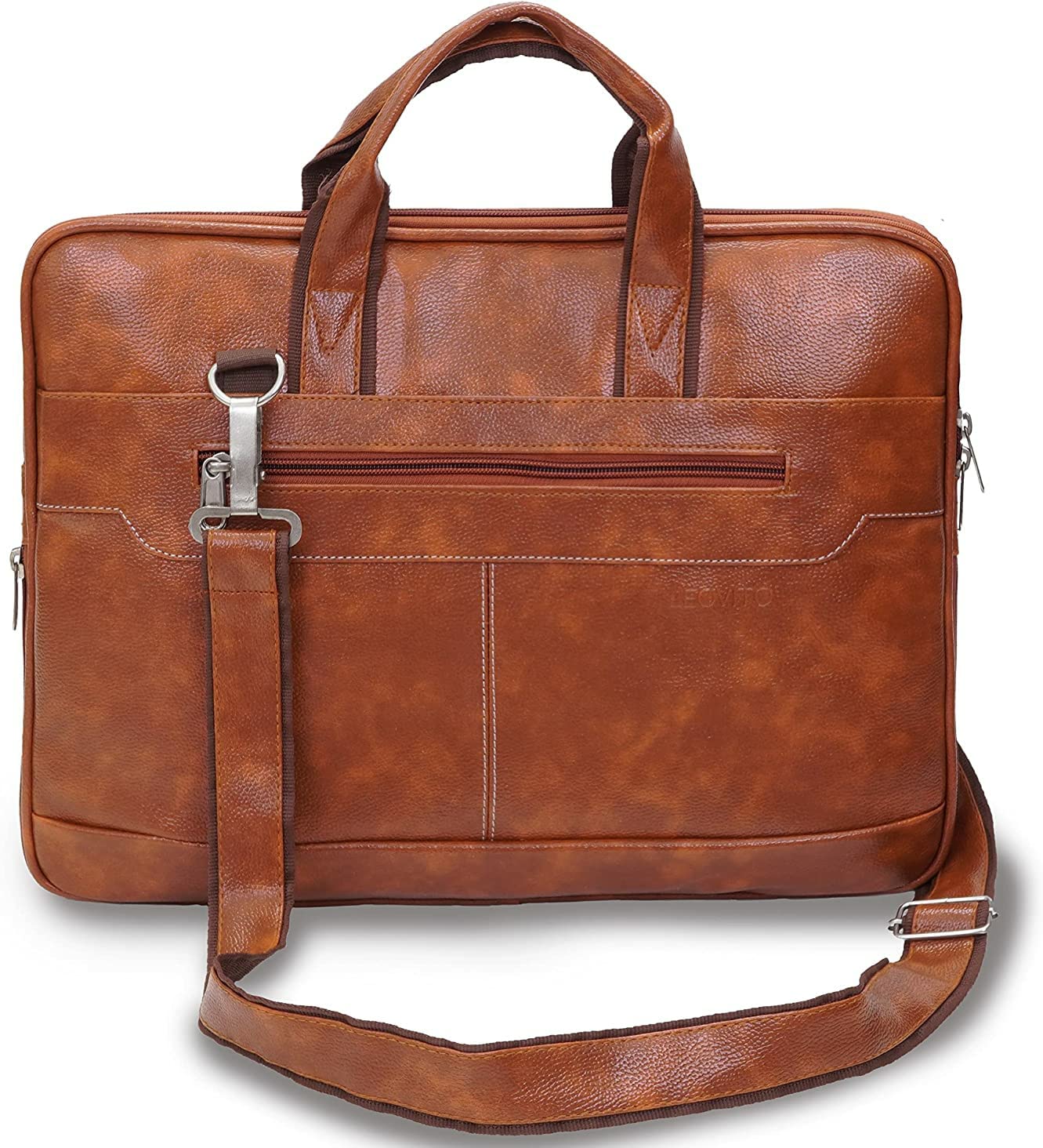 Laptop bags for men expandable 15.6 inch, PU Leather Laptop Messenger Bags with padded compartment & shoulder strap for Office/Business/Travel (Tan) (B0BTXLXYP3) Amazon Price History, Amazon Price Tracker
