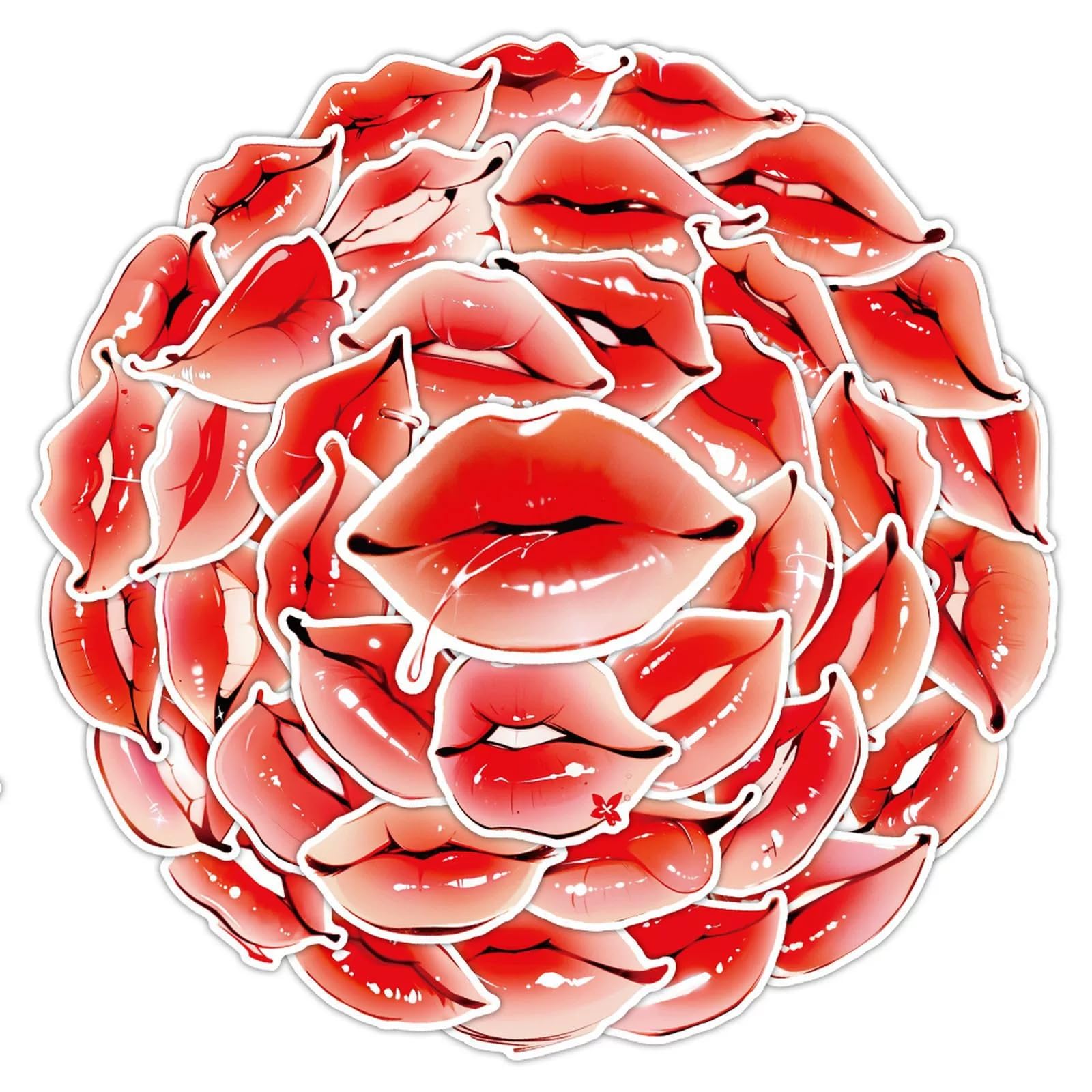 AUCEKO 50 Stück Die Lippen Aufkleber Pack Lip Sticker Set wasserdichte Vinyl Sticker für Laptop Kinder Autos Motorrad Fahrrad Skateboard Gepäck Koffer Computer Aufkleber Graffiti Decal