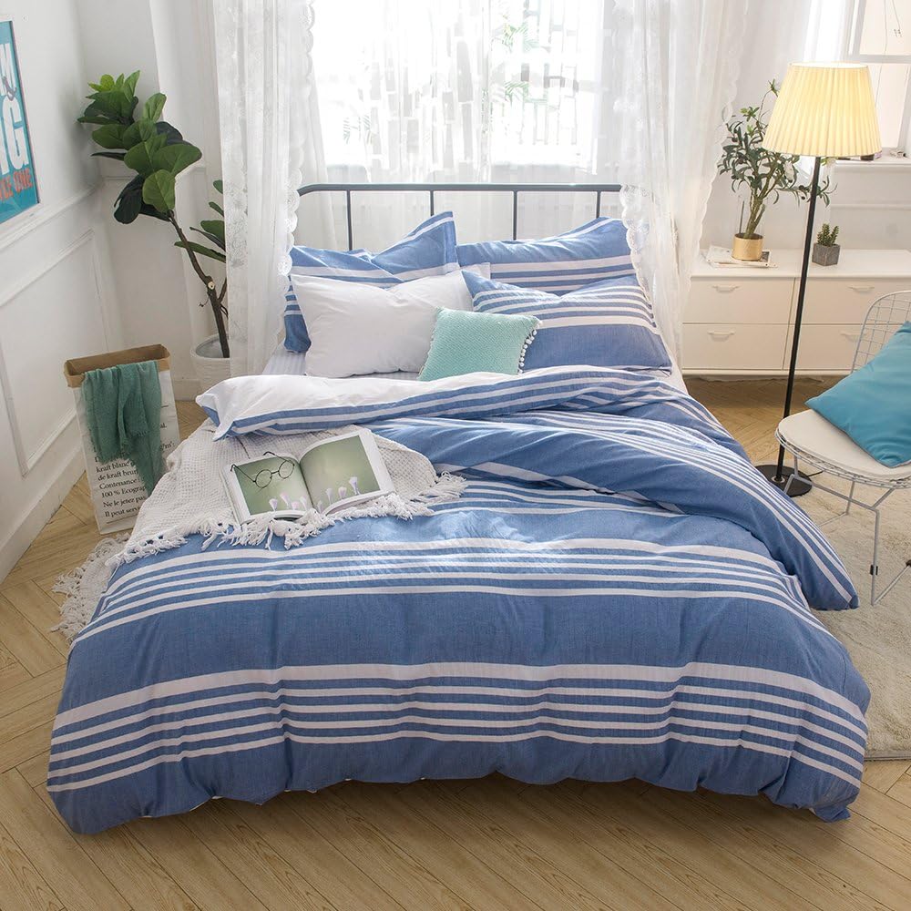 Merryfeel Cotton Duvet Cover Set Queen,100 Cotton Yarn