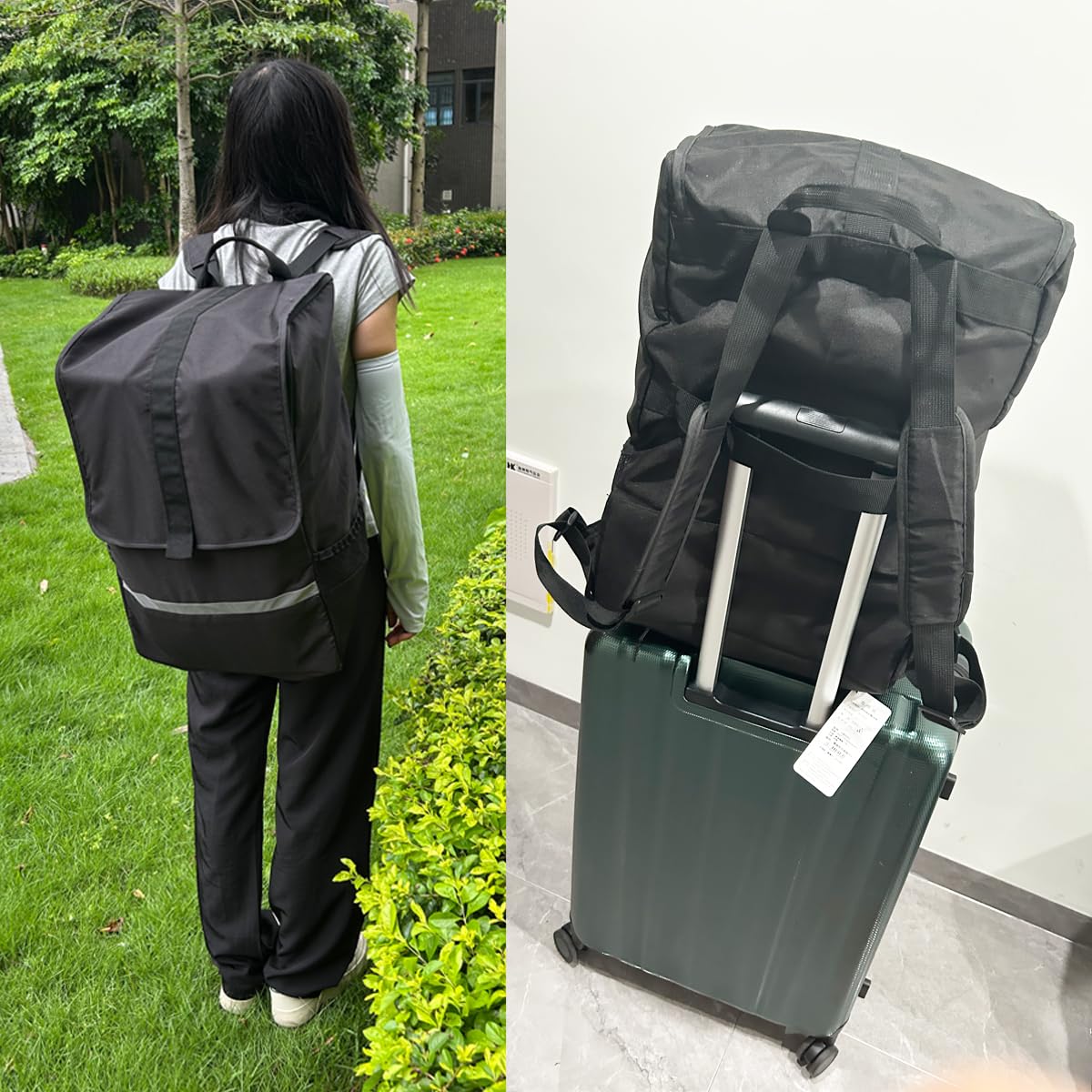 Borsa da viaggio pieghevole per passeggino compatibile con passeggini della serie Cybex (come Libelle, Coya, Beezy) - Dimensioni grandi e piccole - Tessuto resistente, Nero , Small Size (35*20*50CM)