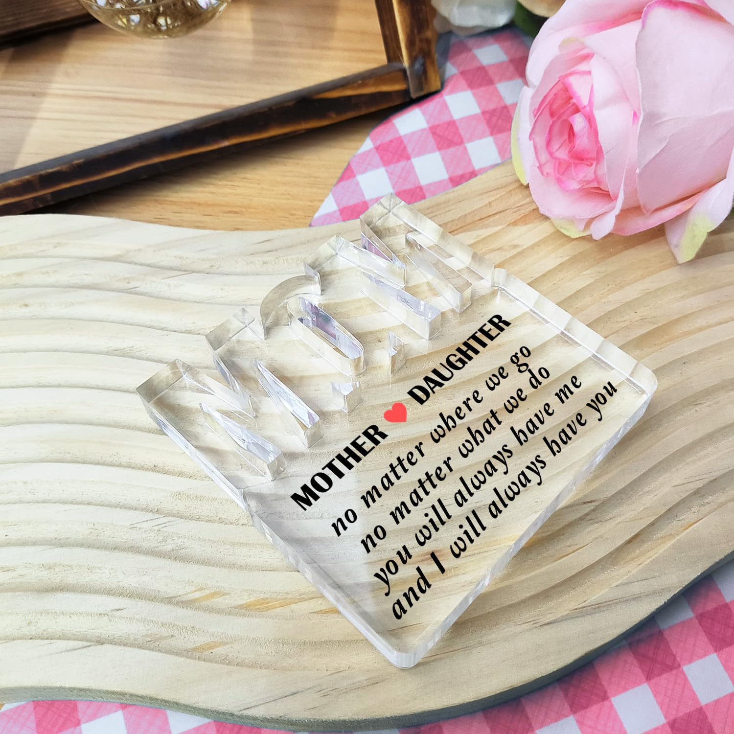 YWHL Dankeschön-Geschenk Für Mutter - Glas-Andenken Mit Laser-Gravur, 11,9x10,7x3,6 Cm, In Geschenkbox